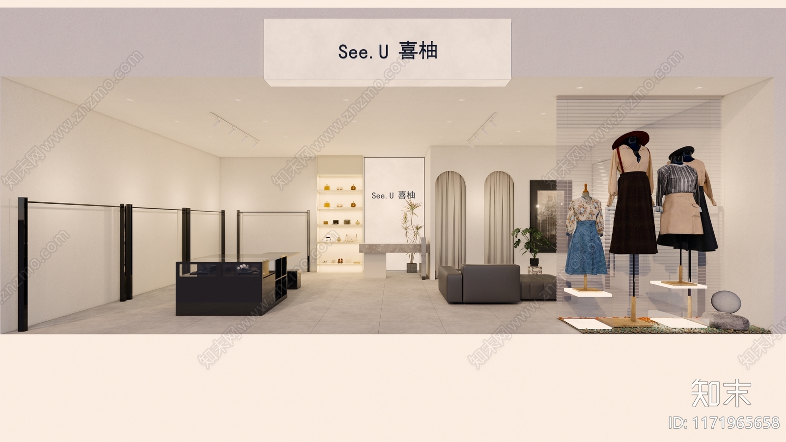 现代服装店SU模型下载【ID:1171965658】