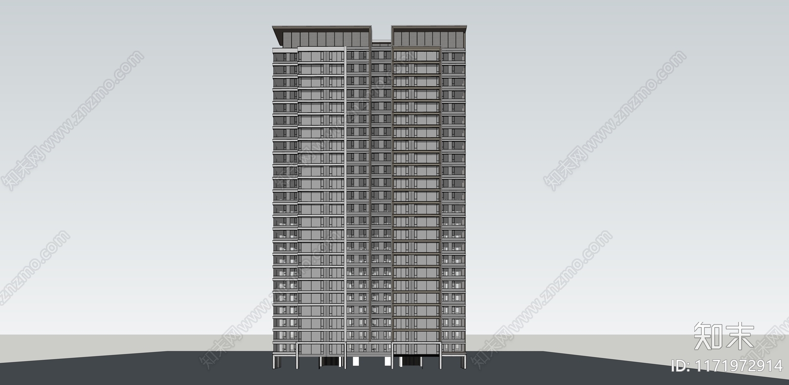 现代极简高层住宅SU模型下载【ID:1171972914】