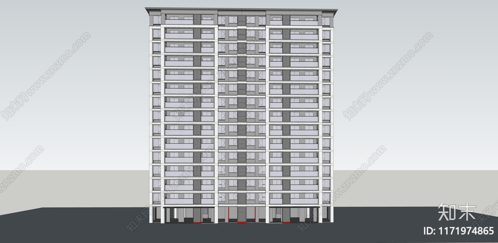 现代新中式高层住宅SU模型下载【ID:1171974865】