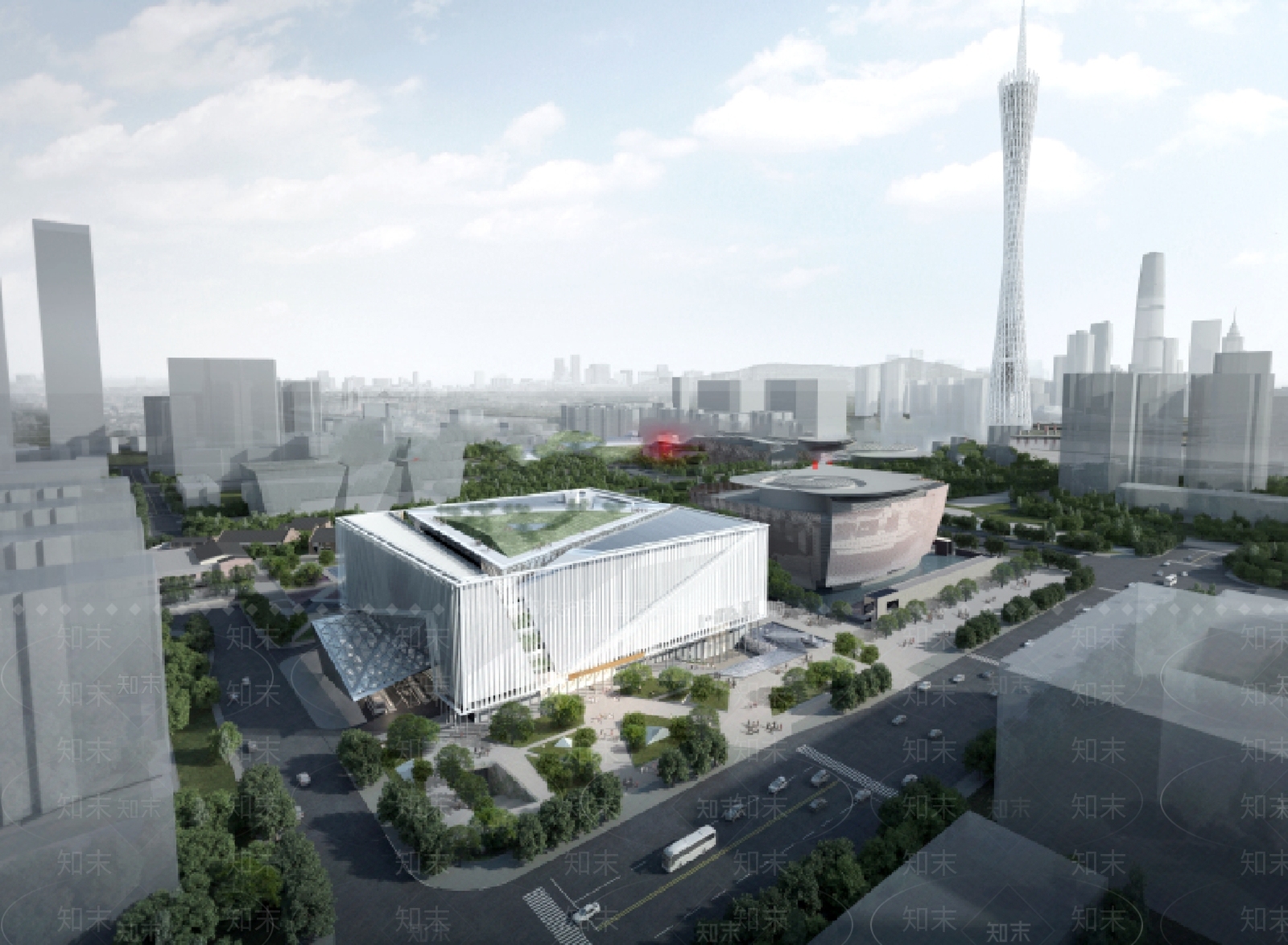 现代展览馆建筑SU模型下载【ID:1171976682】