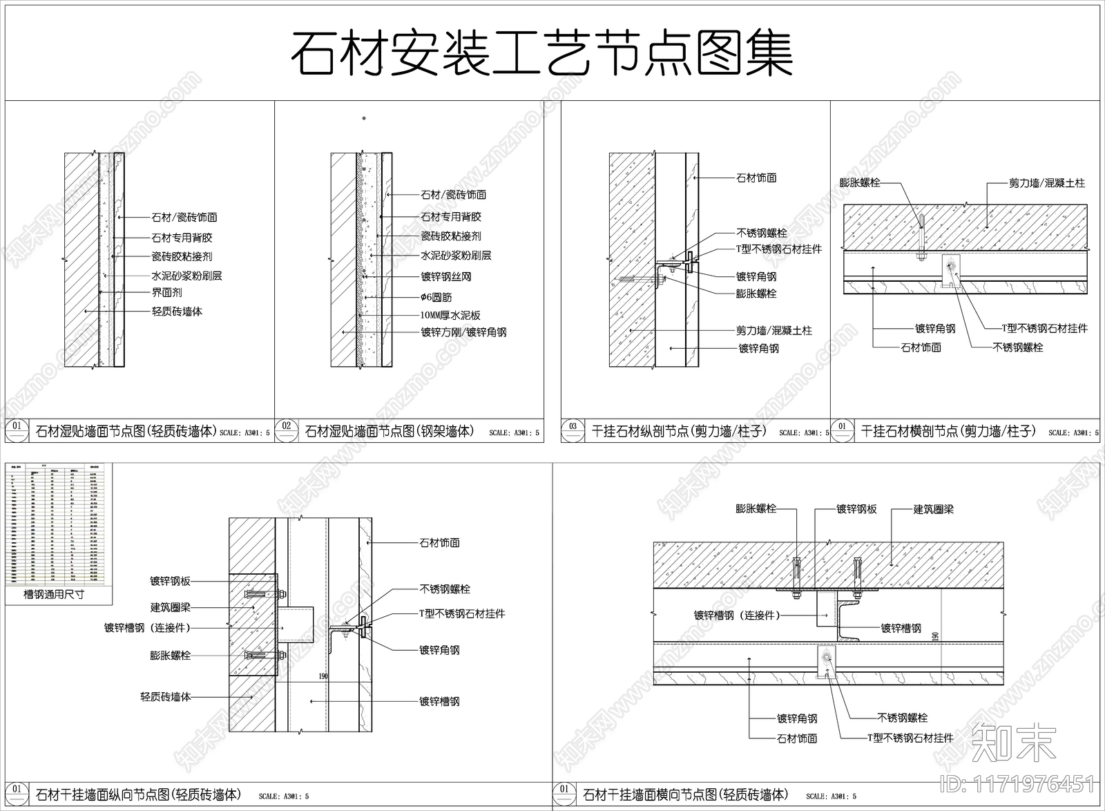 现代墙面节点cad施工图下载【ID:1171976451】