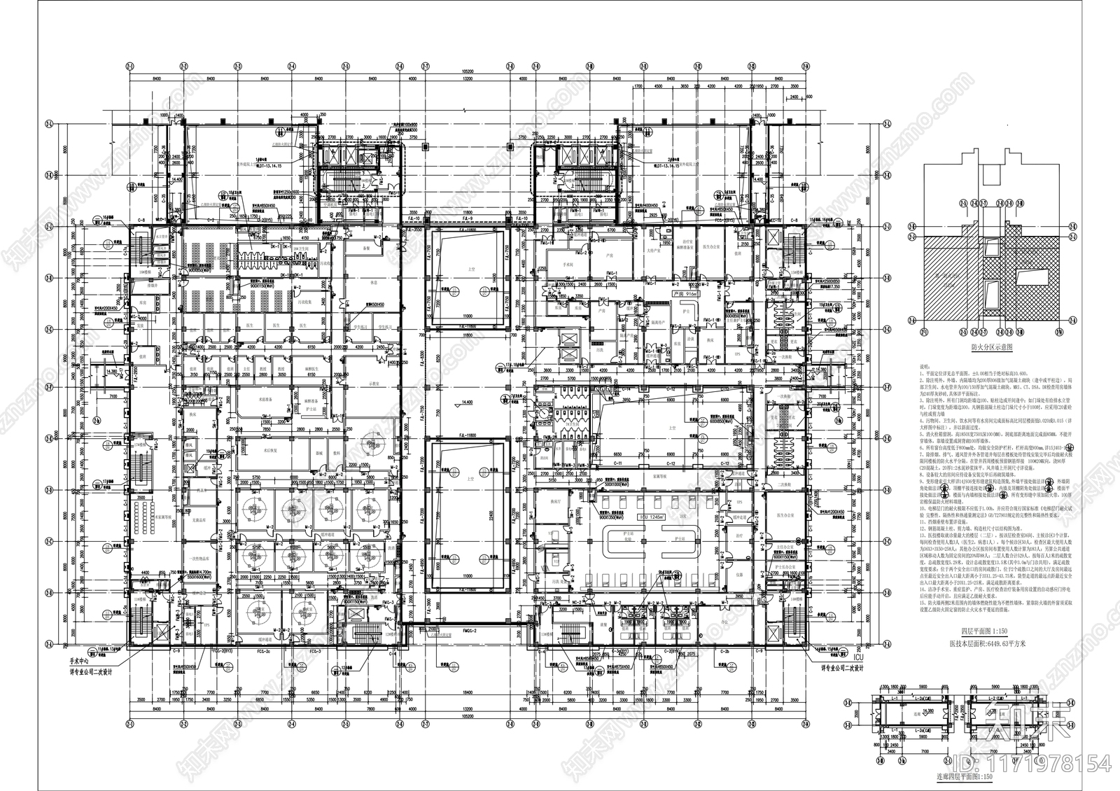 现代医院建筑cad施工图下载【ID:1171978154】