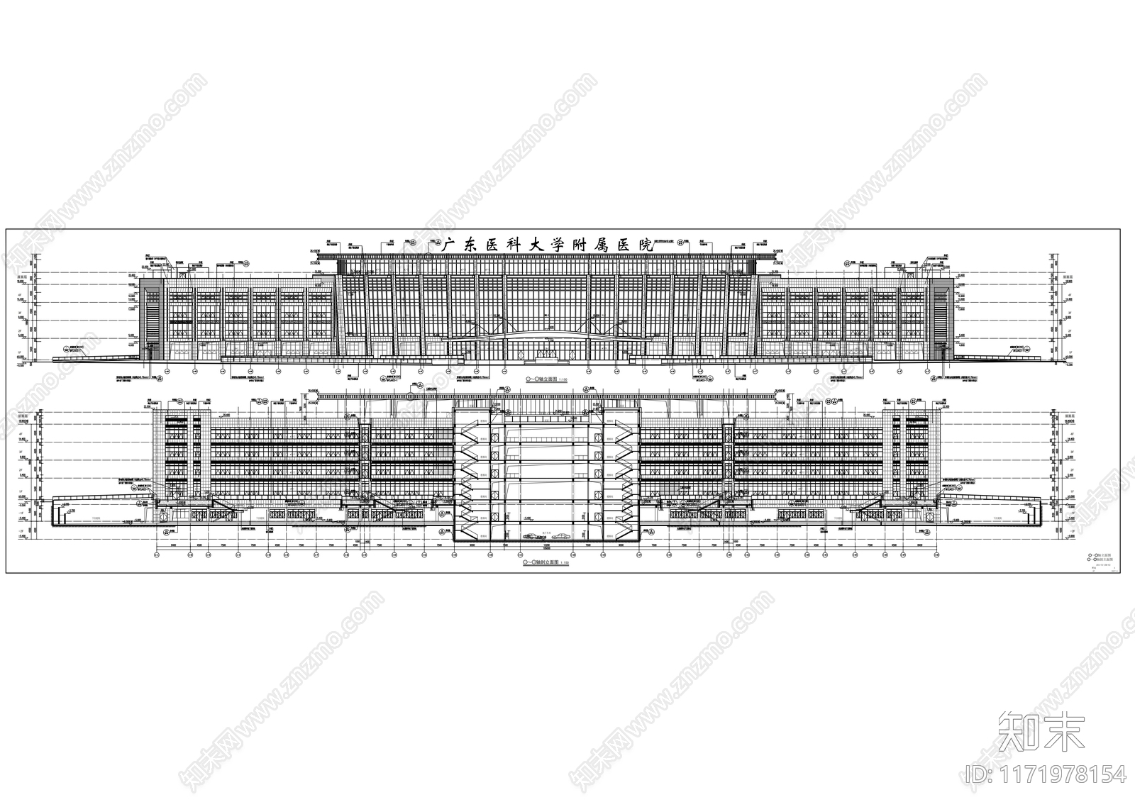 现代医院建筑cad施工图下载【ID:1171978154】