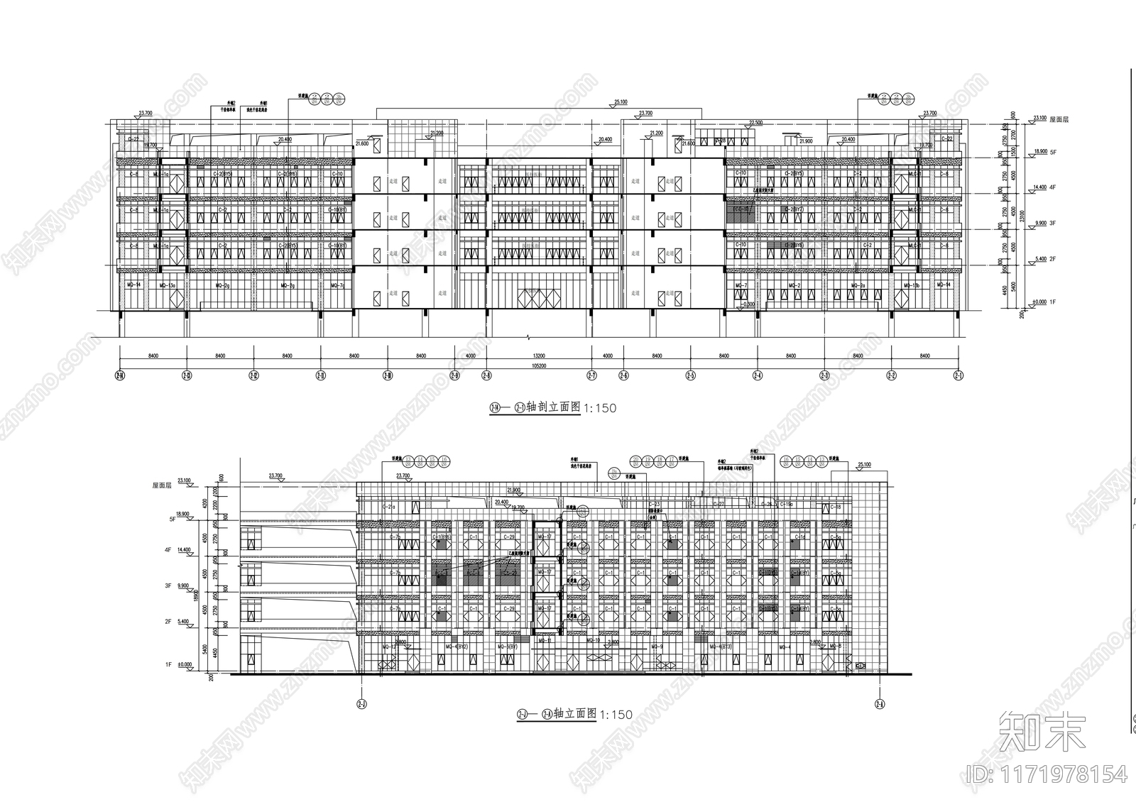 现代医院建筑cad施工图下载【ID:1171978154】