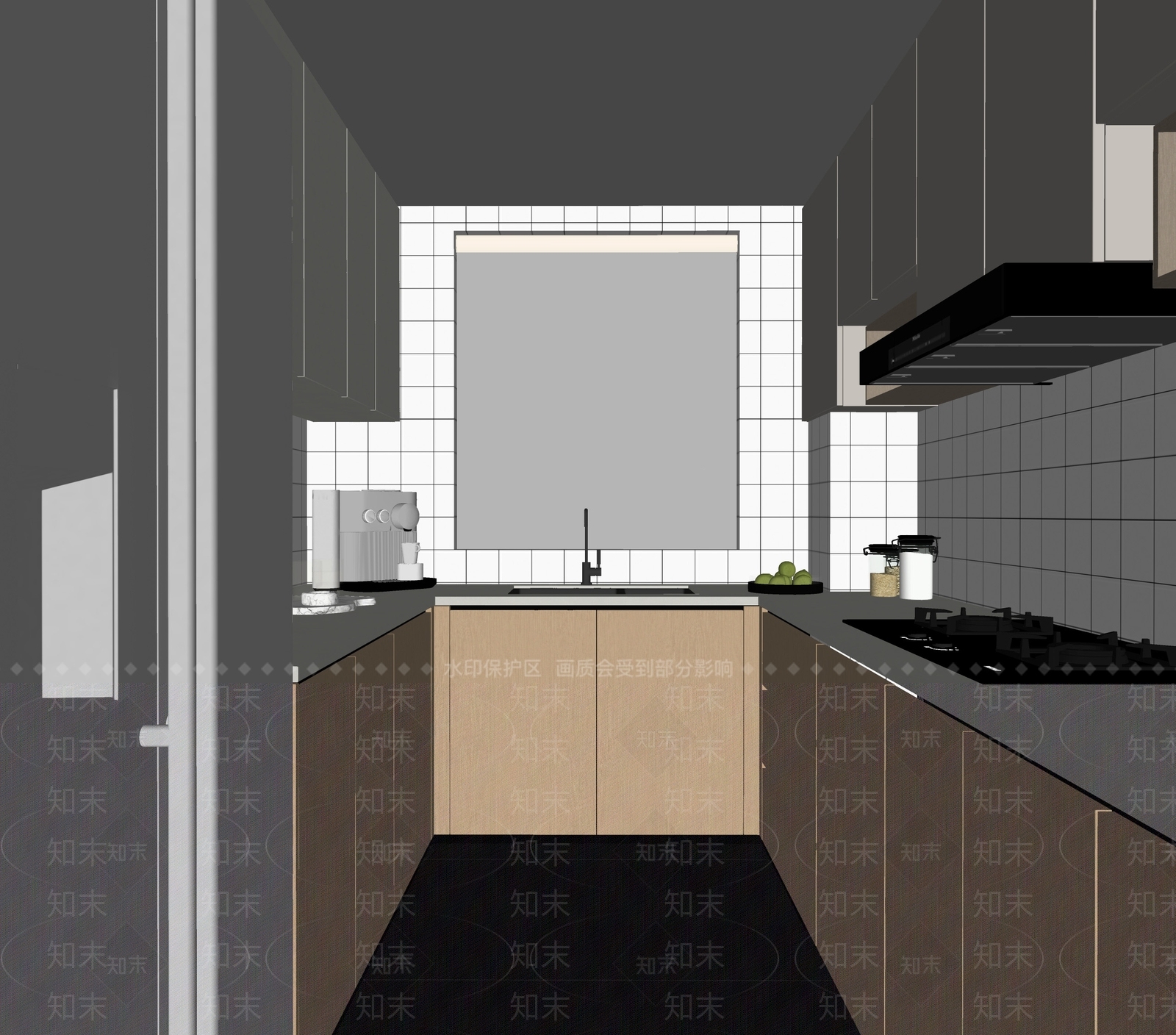 北欧现代封闭式厨房SU模型下载【ID:1171978798】