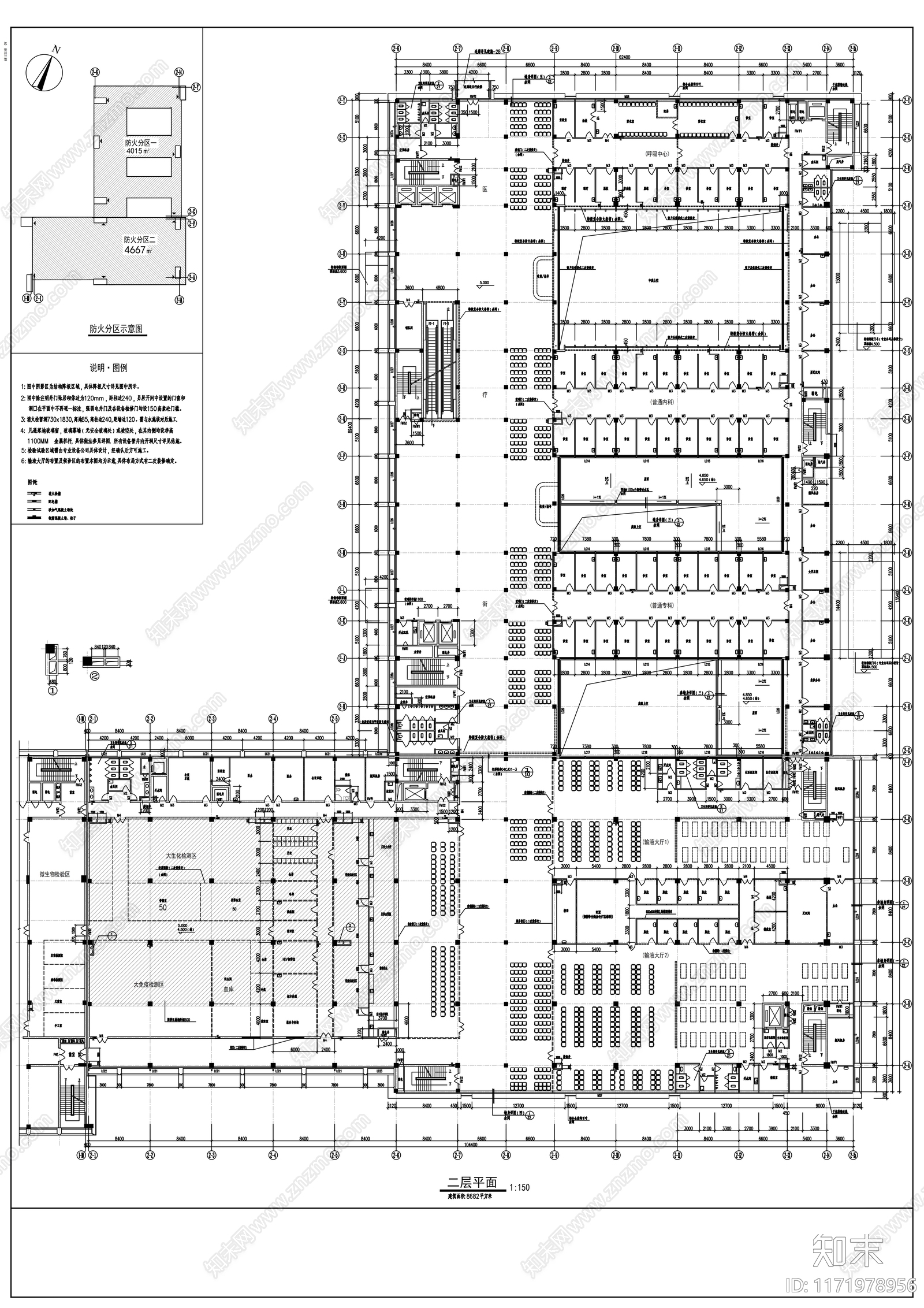 现代医院建筑cad施工图下载【ID:1171978956】