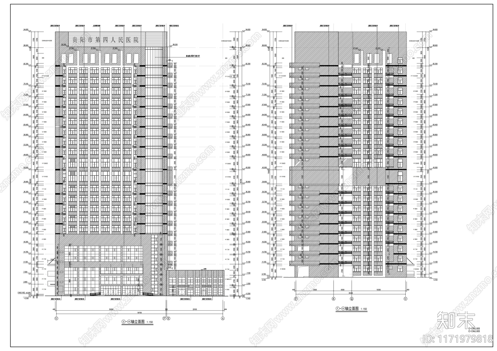 现代医院建筑cad施工图下载【ID:1171979818】