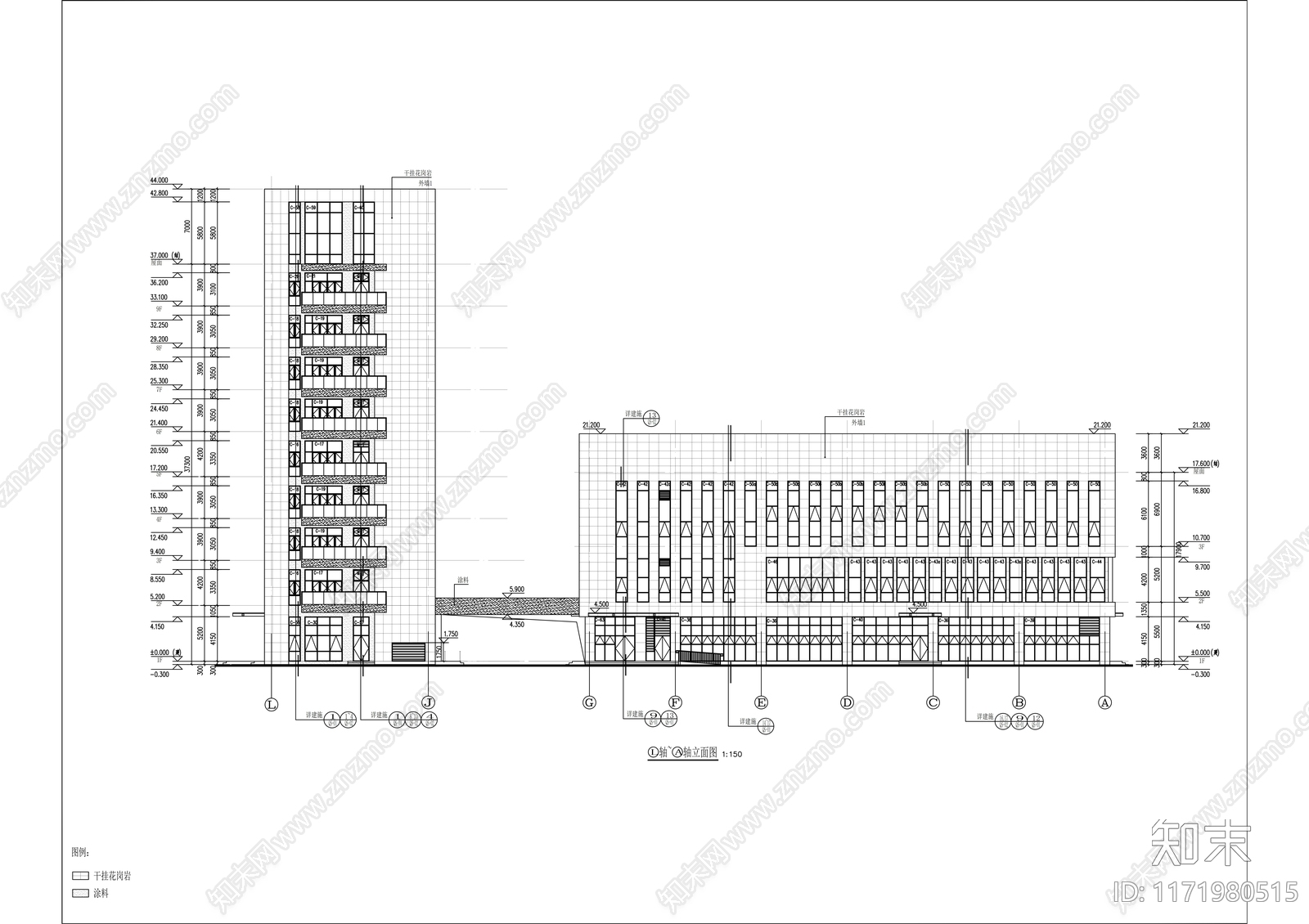 现代医院建筑cad施工图下载【ID:1171980515】