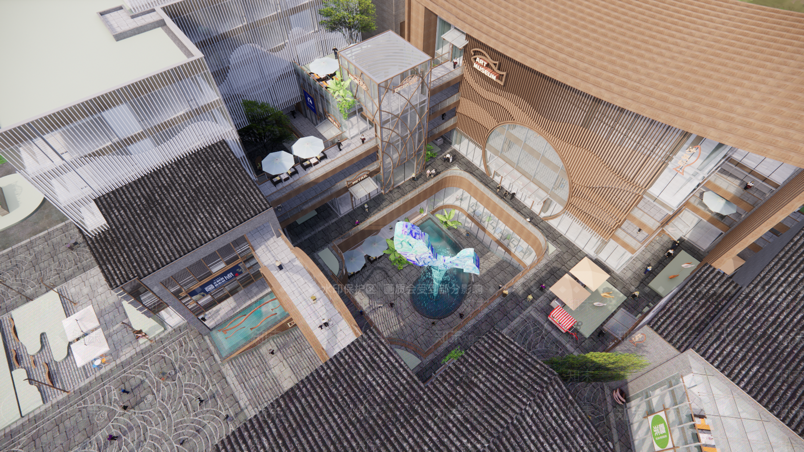 现代商场建筑SU模型下载【ID:1171983254】