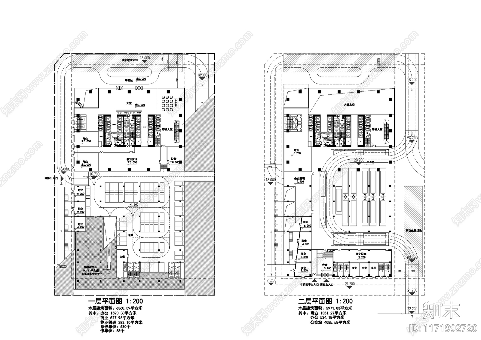 现代办公楼建筑cad施工图下载【ID:1171992720】