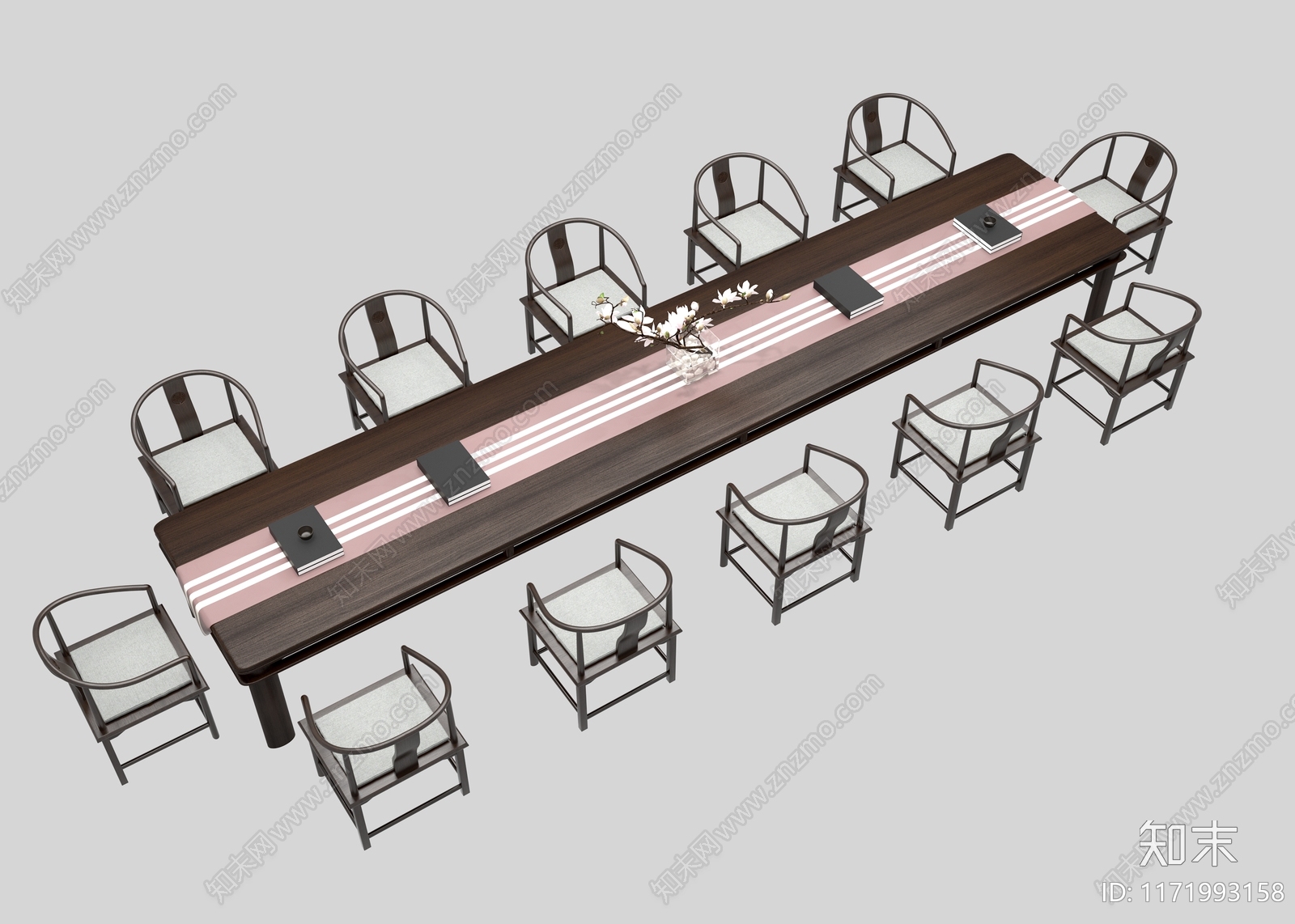 新中式会议桌3D模型下载【ID:1171993158】