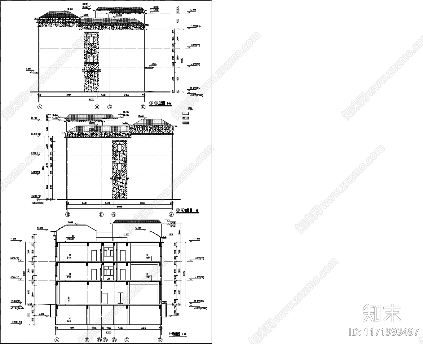 现代新中式民宿建筑施工图下载【ID:1171993497】