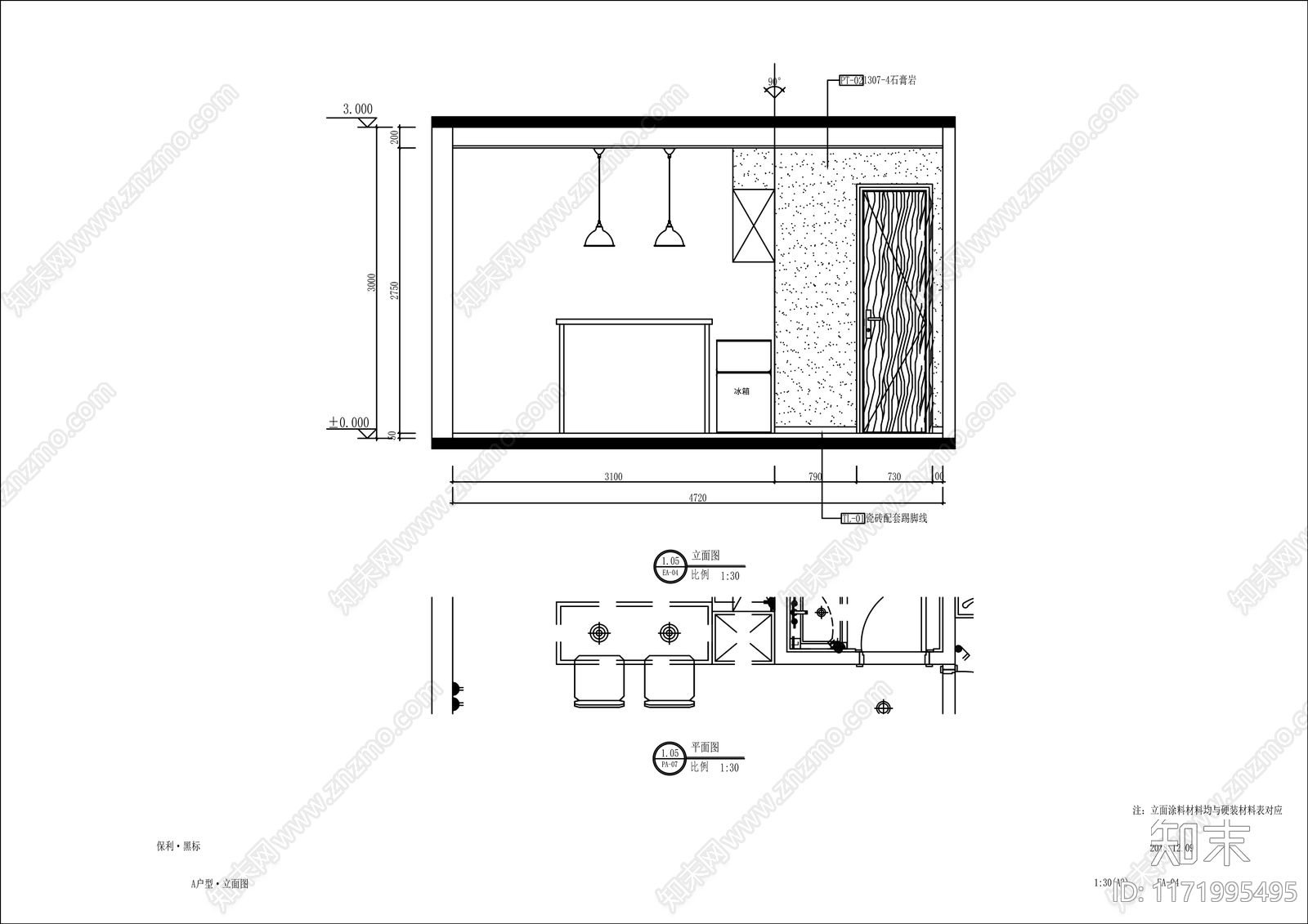 简约客厅施工图下载【ID:1171995495】