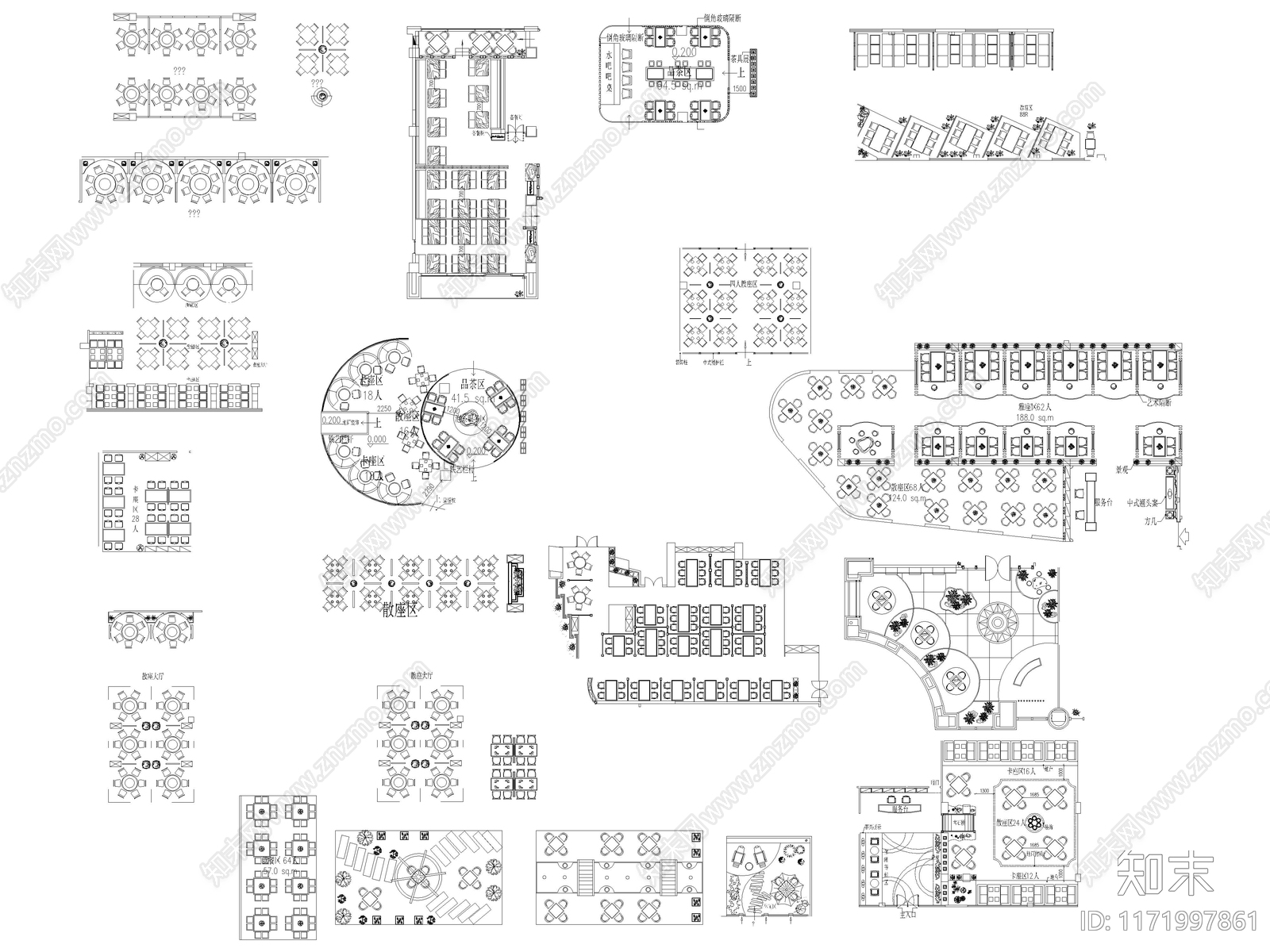 2024年最新工装餐饮空间家具CAD图库施工图下载【ID:1171997861】