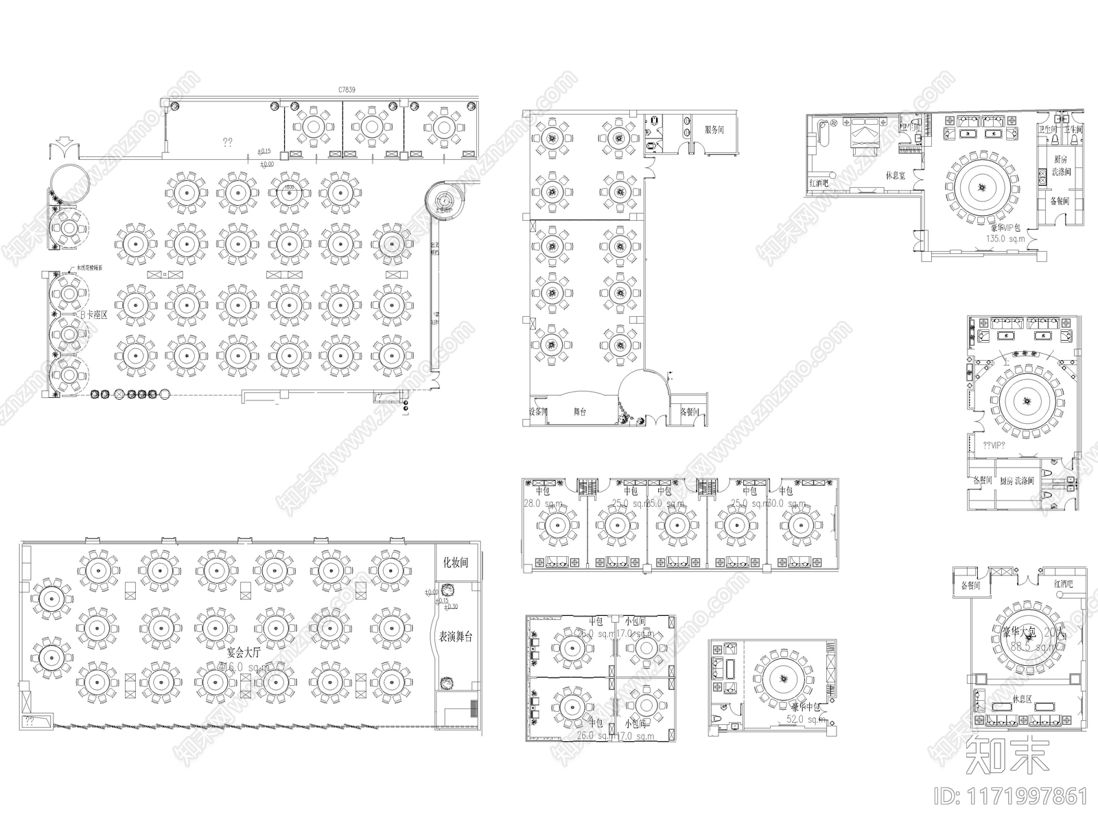 2024年最新工装餐饮空间家具CAD图库施工图下载【ID:1171997861】