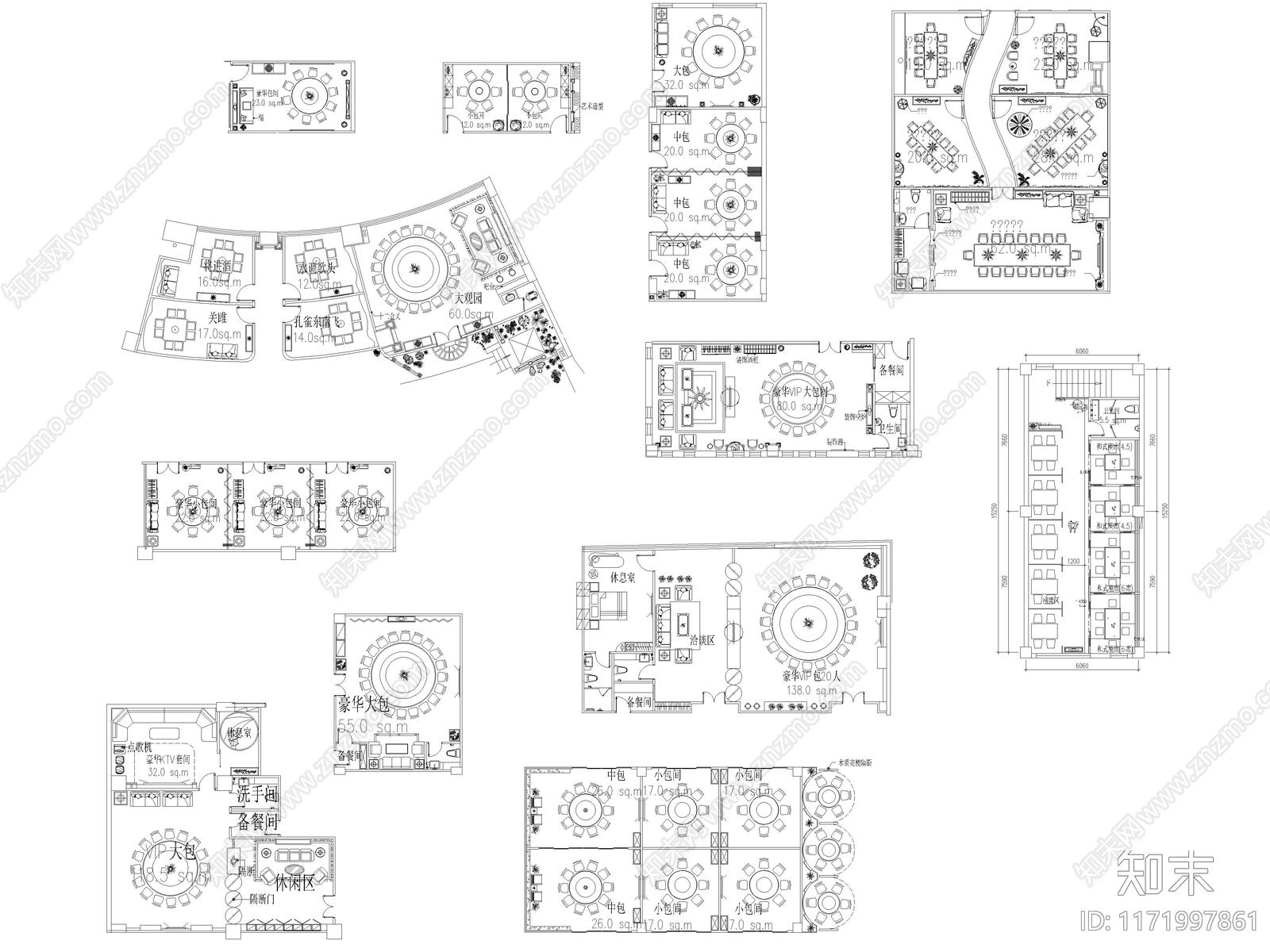 2024年最新工装餐饮空间家具CAD图库施工图下载【ID:1171997861】