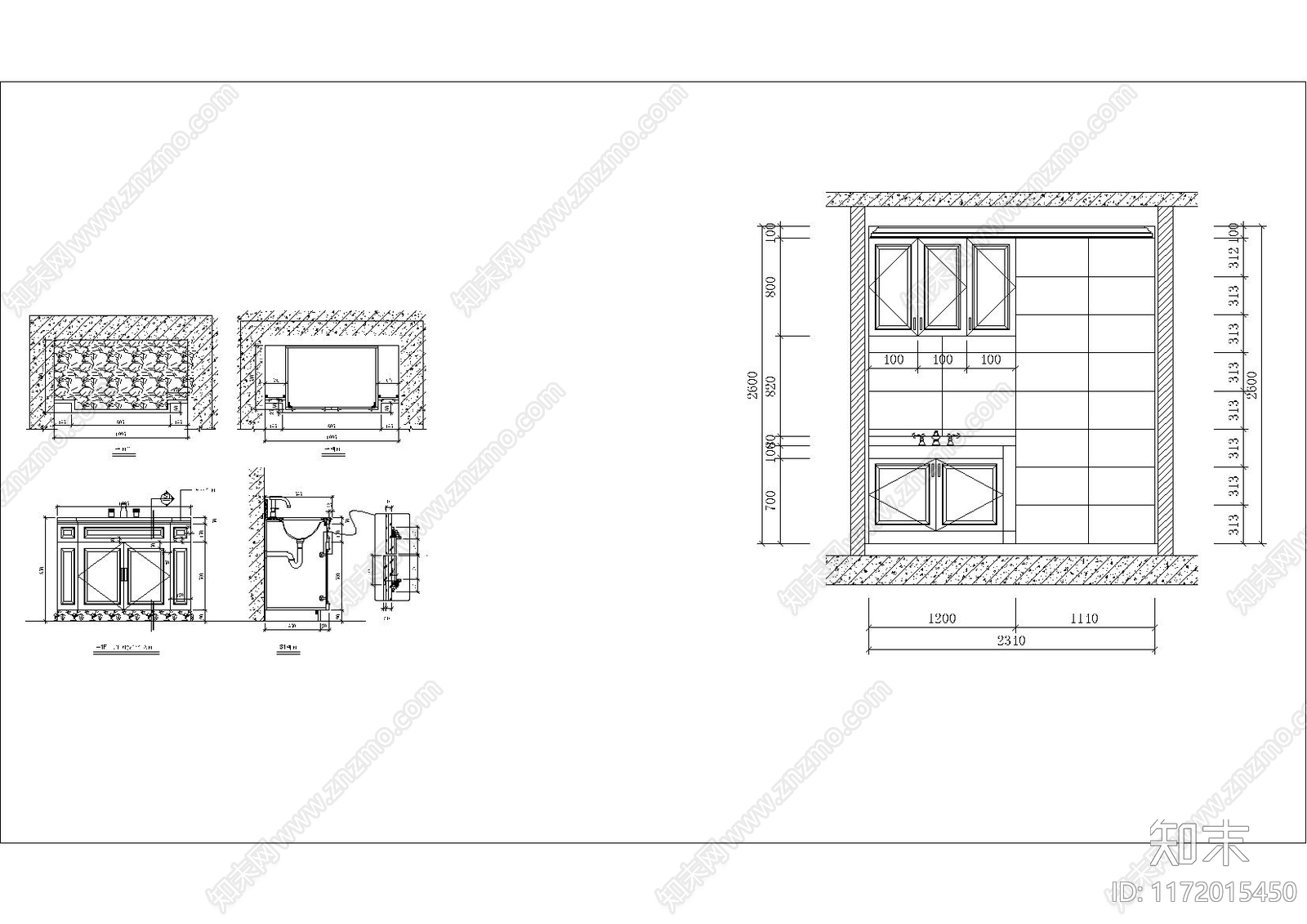 现代背景墙cad施工图下载【ID:1172015450】