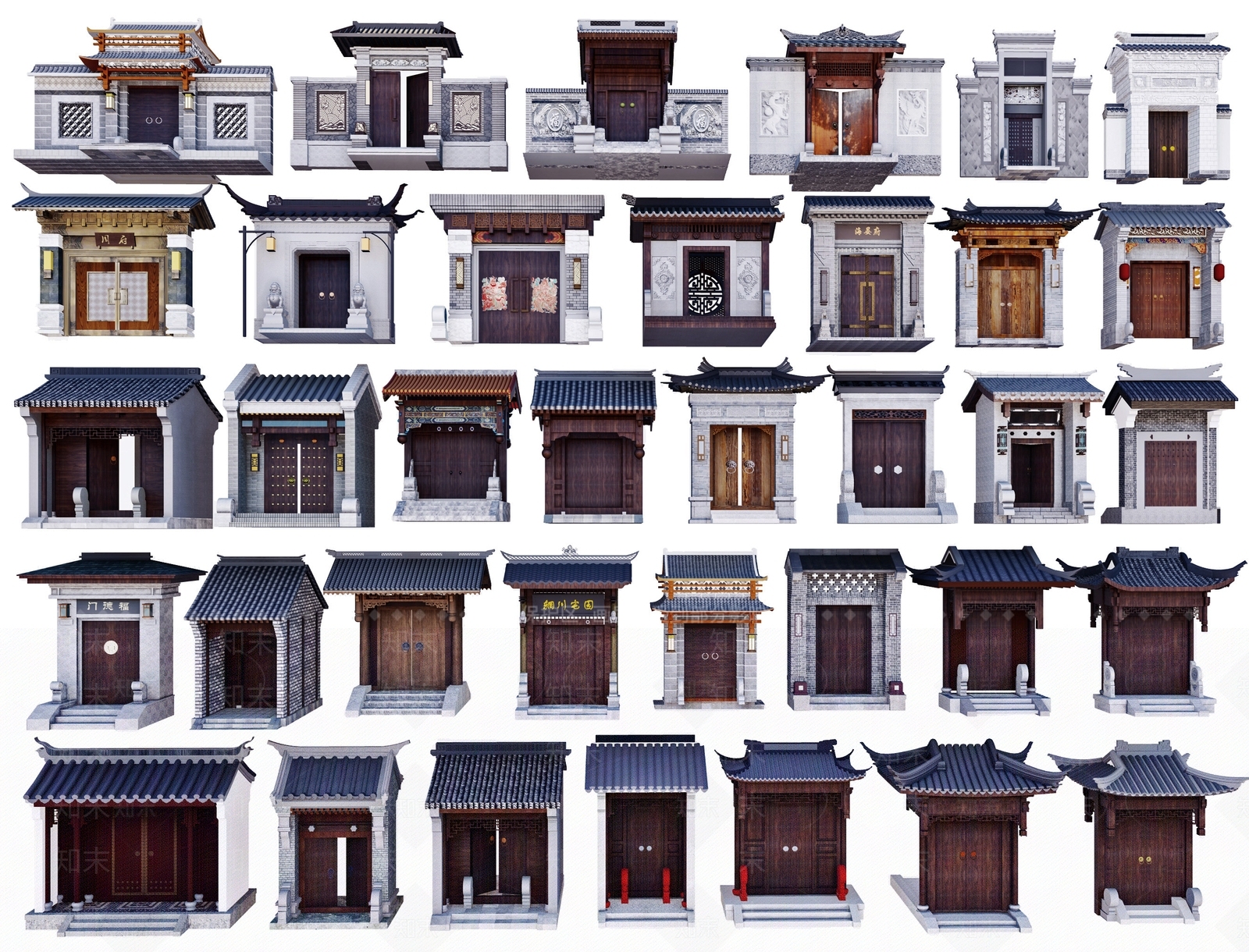 中式别墅院门3D模型下载【ID:1172011098】