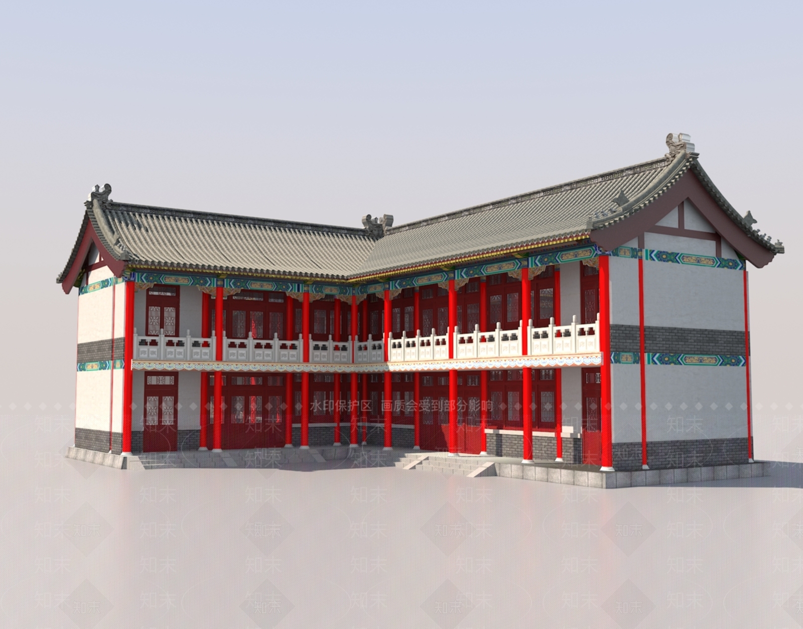 新中式中式古建3D模型下载【ID:1172015723】