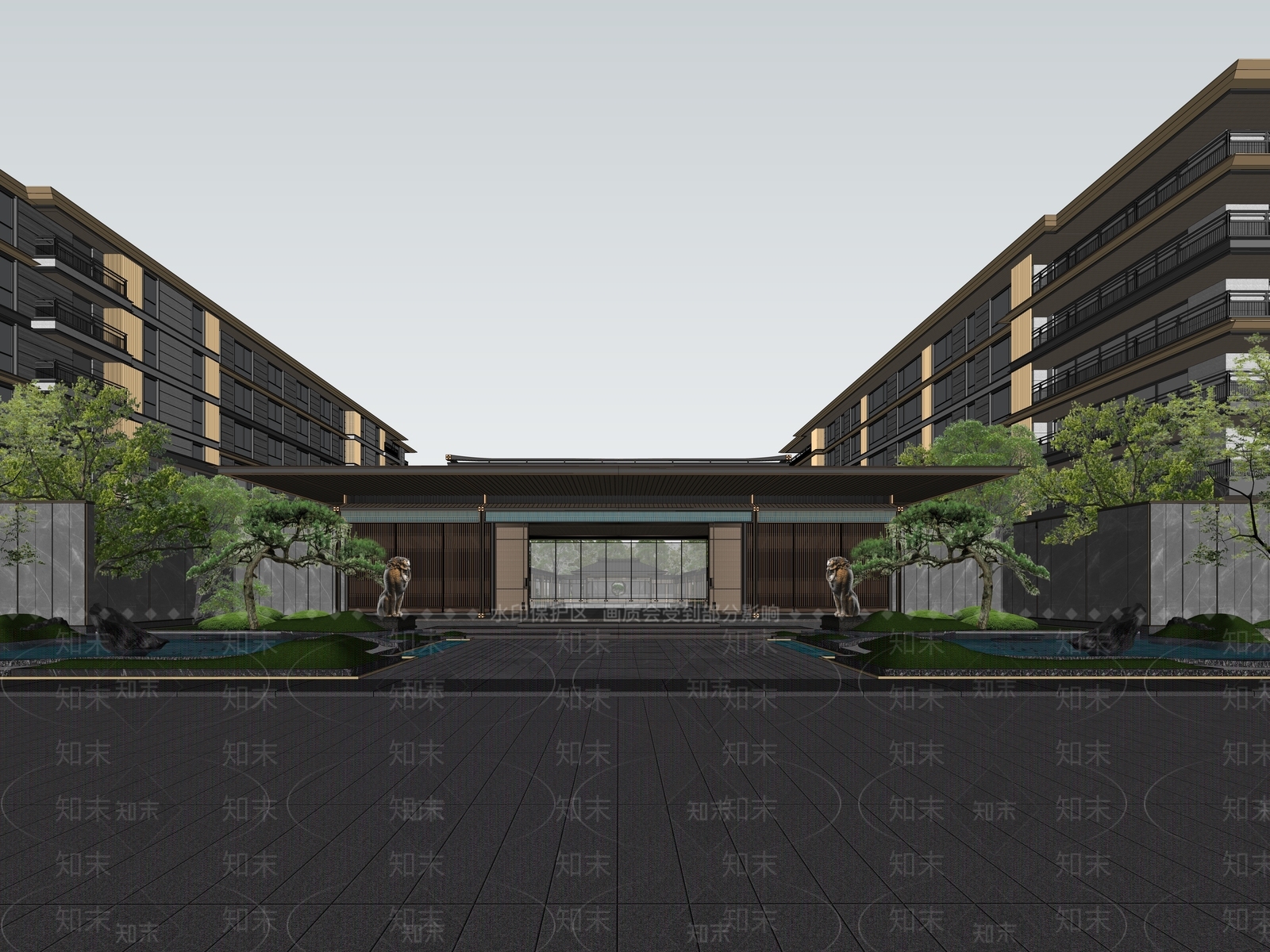 现代新中式多层住宅SU模型下载【ID:1172033355】