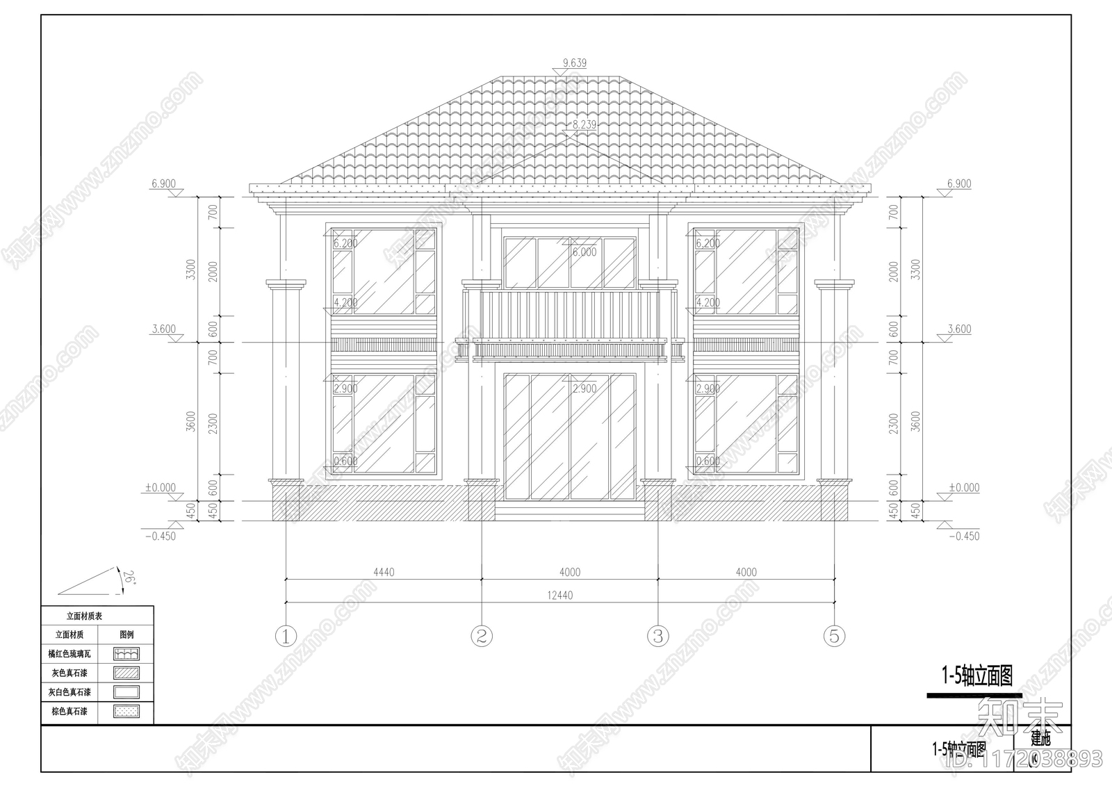 新中式现代别墅建筑cad施工图下载【ID:1172038893】