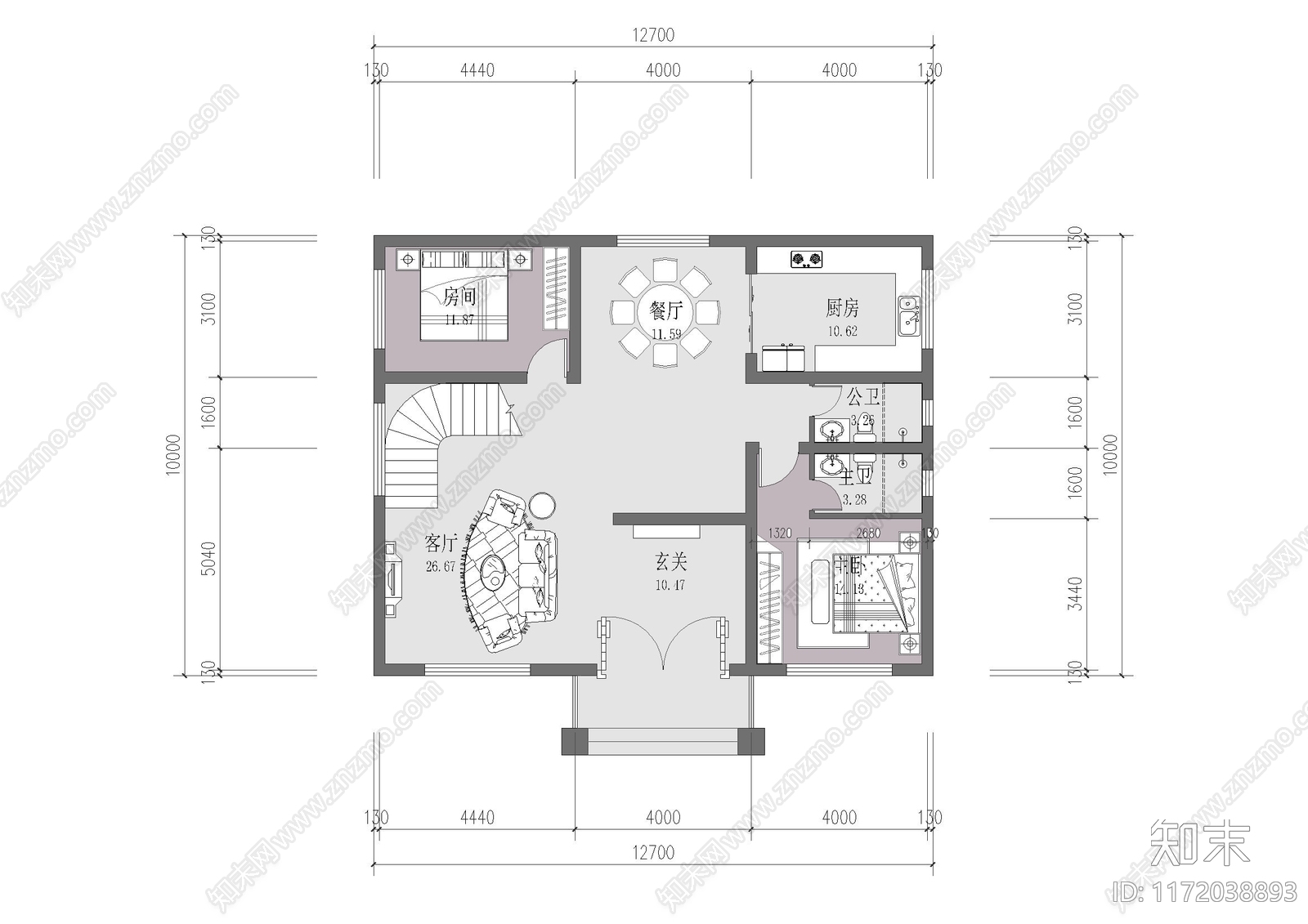 新中式现代别墅建筑cad施工图下载【ID:1172038893】