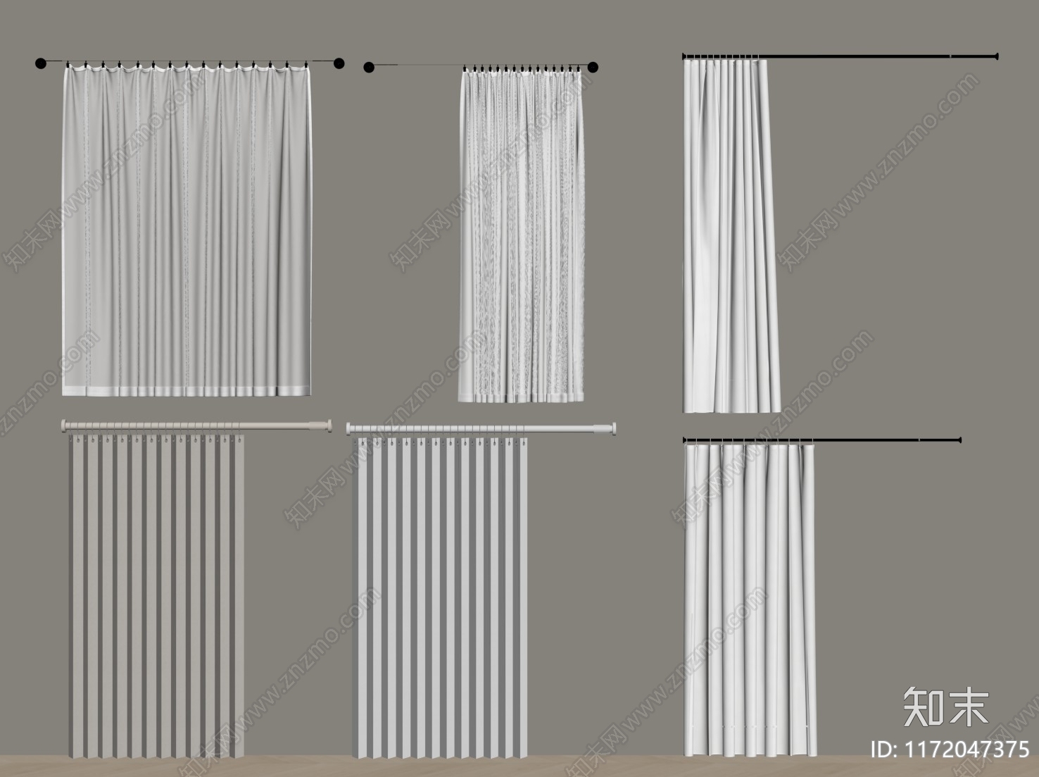 现代窗帘SU模型下载【ID:1172047375】