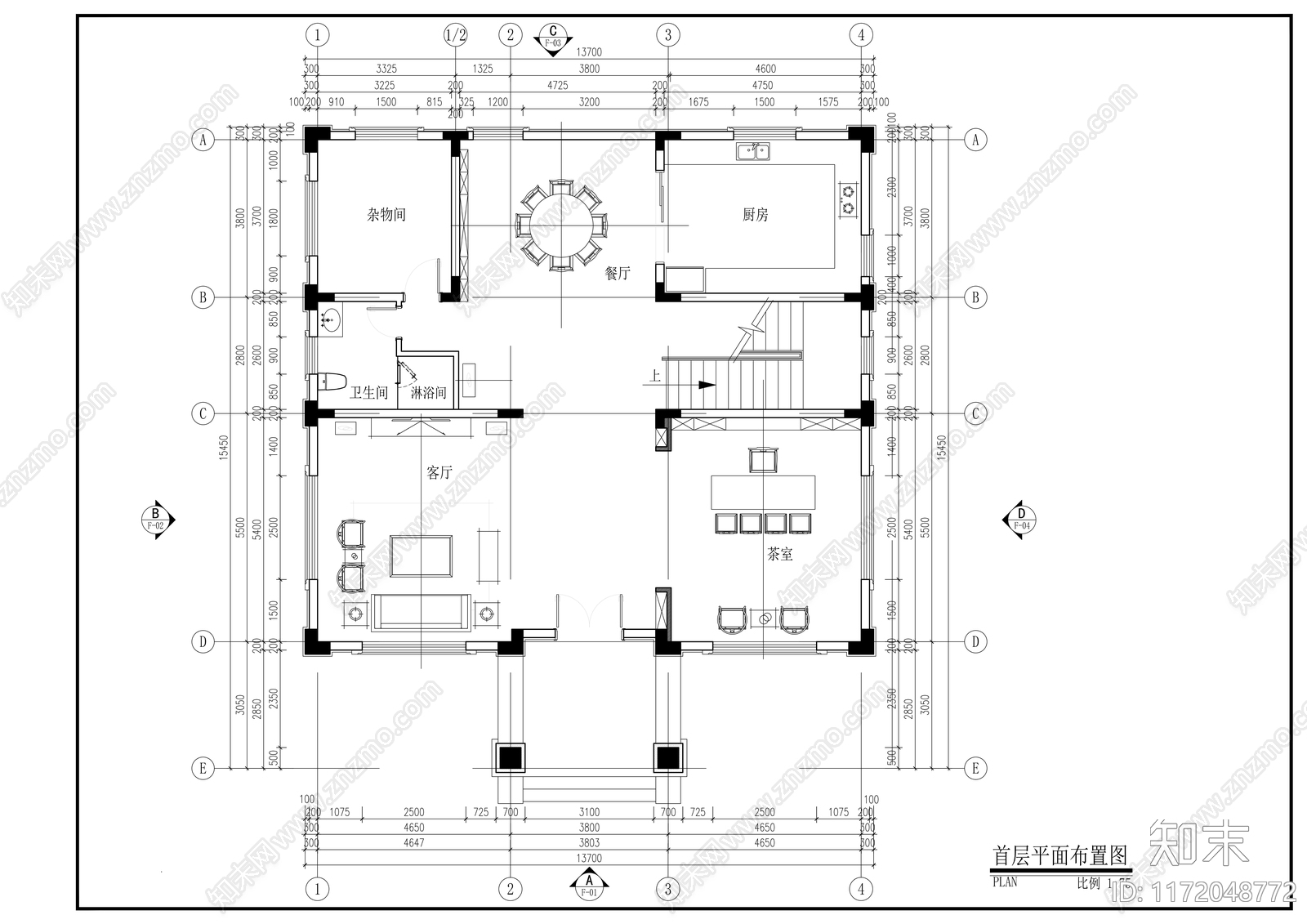 欧式别墅建筑cad施工图下载【ID:1172048772】