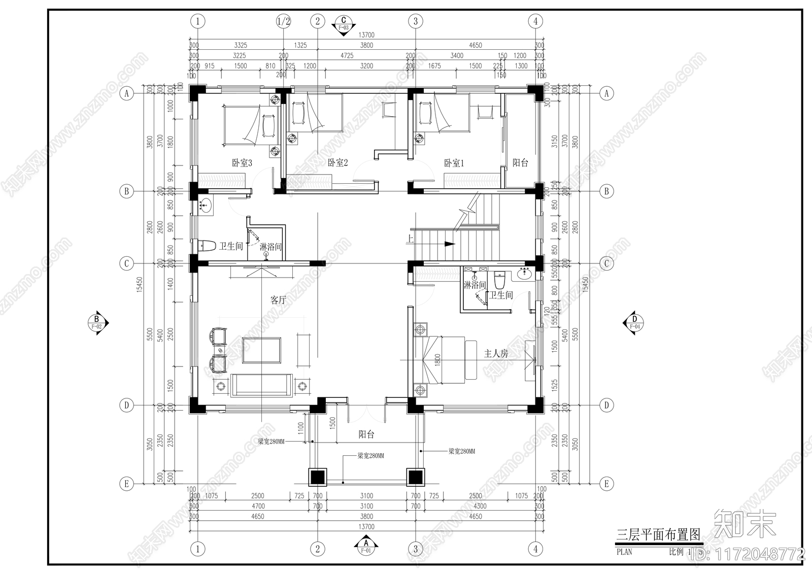 欧式别墅建筑cad施工图下载【ID:1172048772】