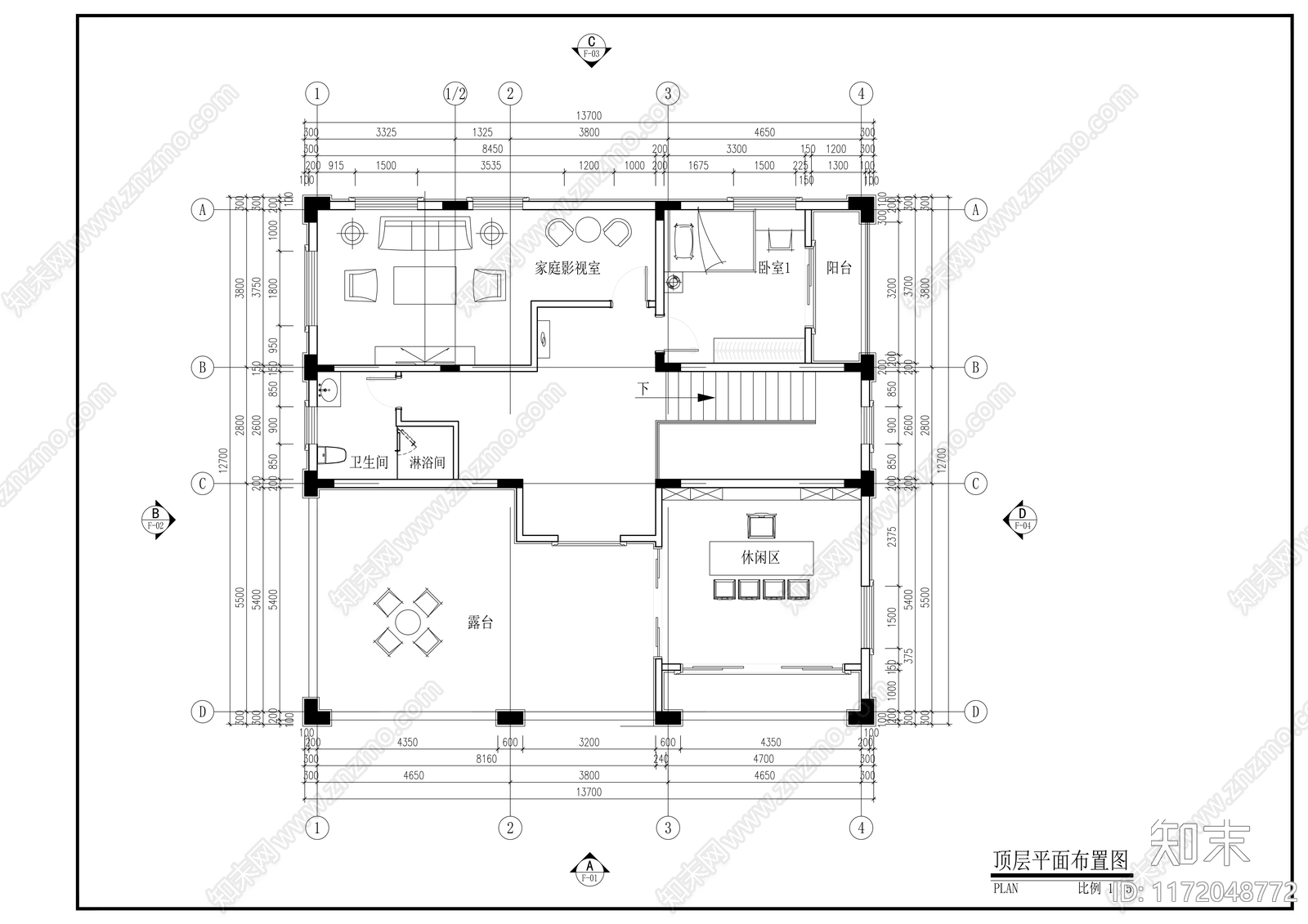 欧式别墅建筑cad施工图下载【ID:1172048772】