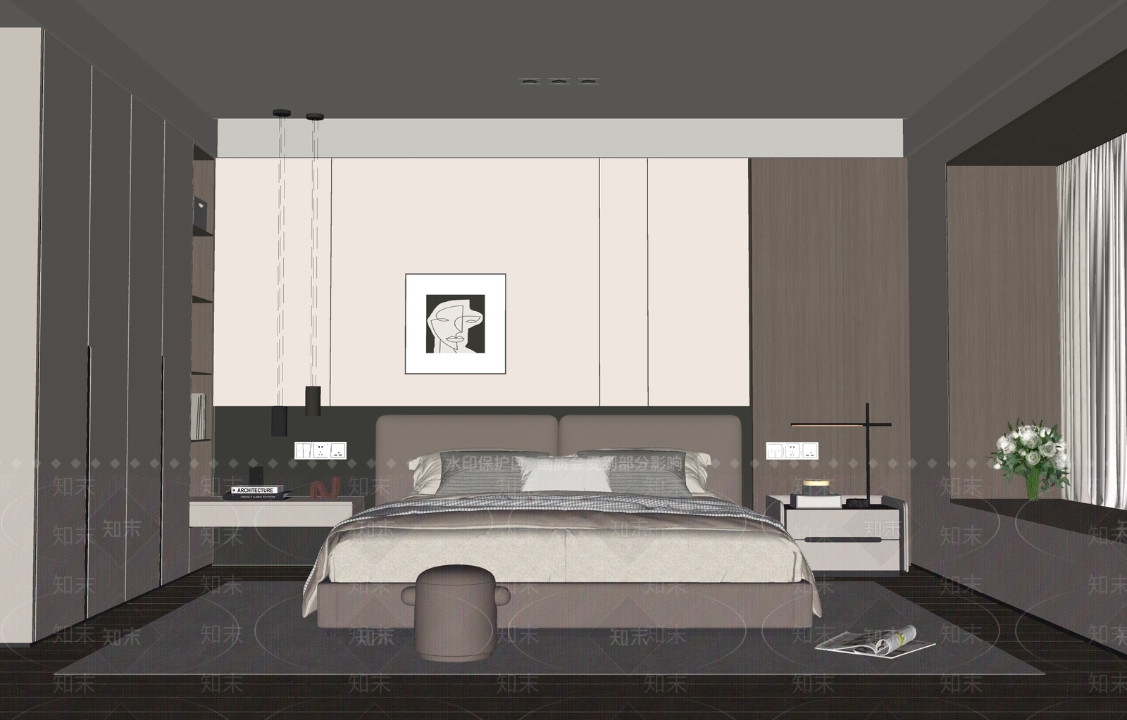 线条设计挂画挂画SU模型下载【ID:1227368424】