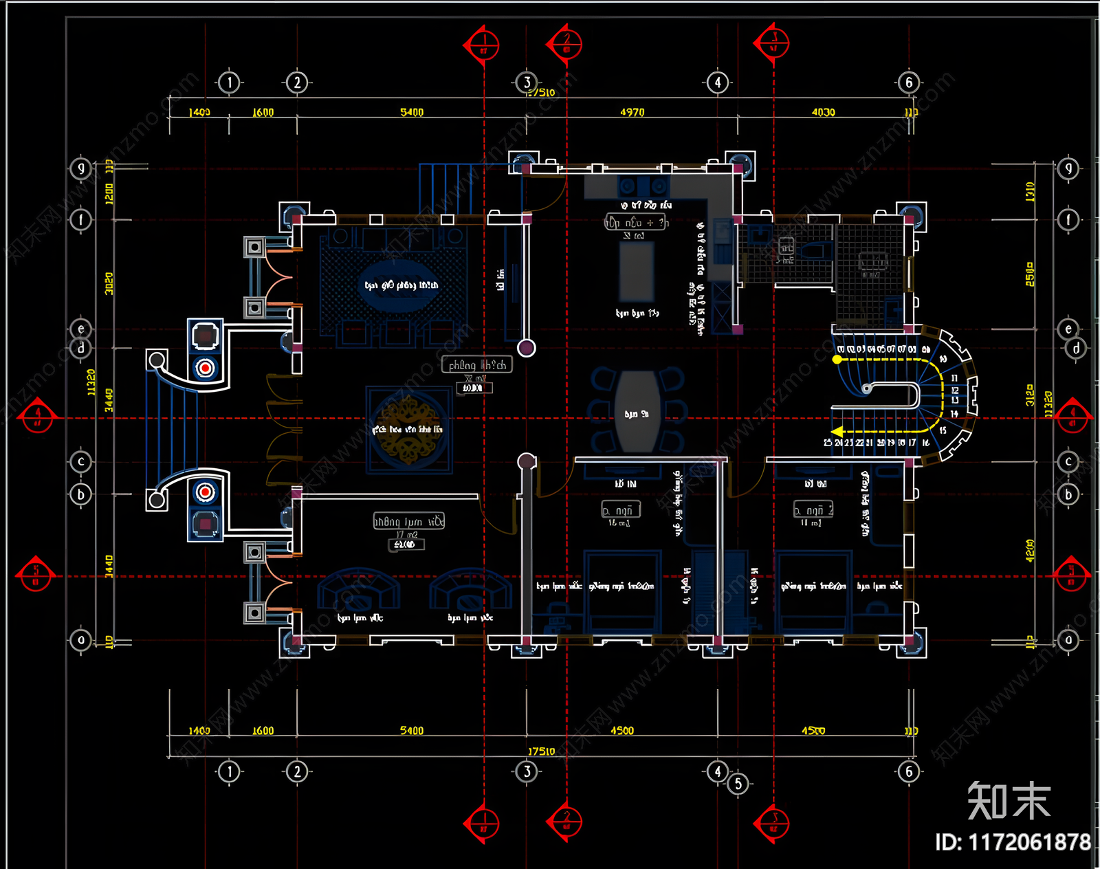 法式别墅建筑cad施工图下载【ID:1172061878】