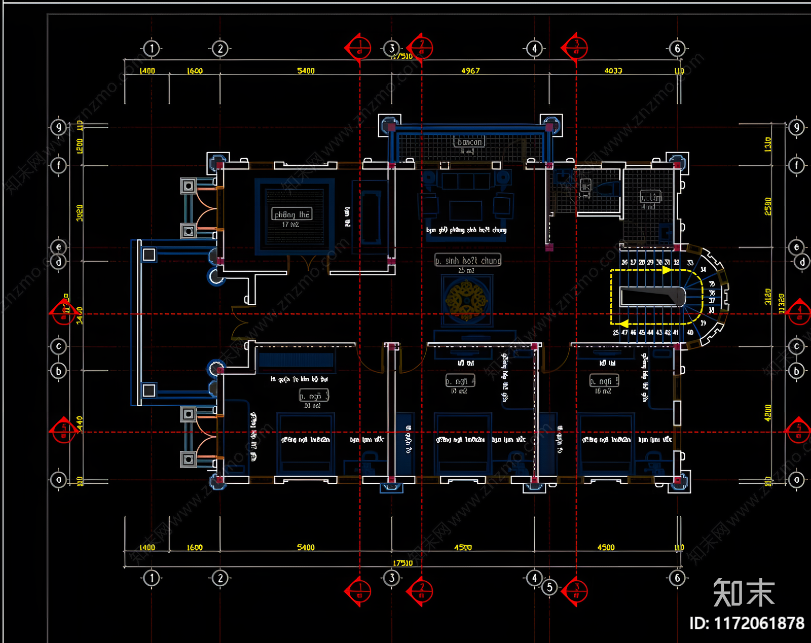 法式别墅建筑cad施工图下载【ID:1172061878】