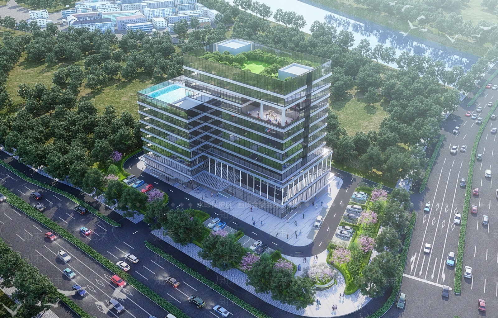 现代酒店建筑SU模型下载【ID:1172071412】