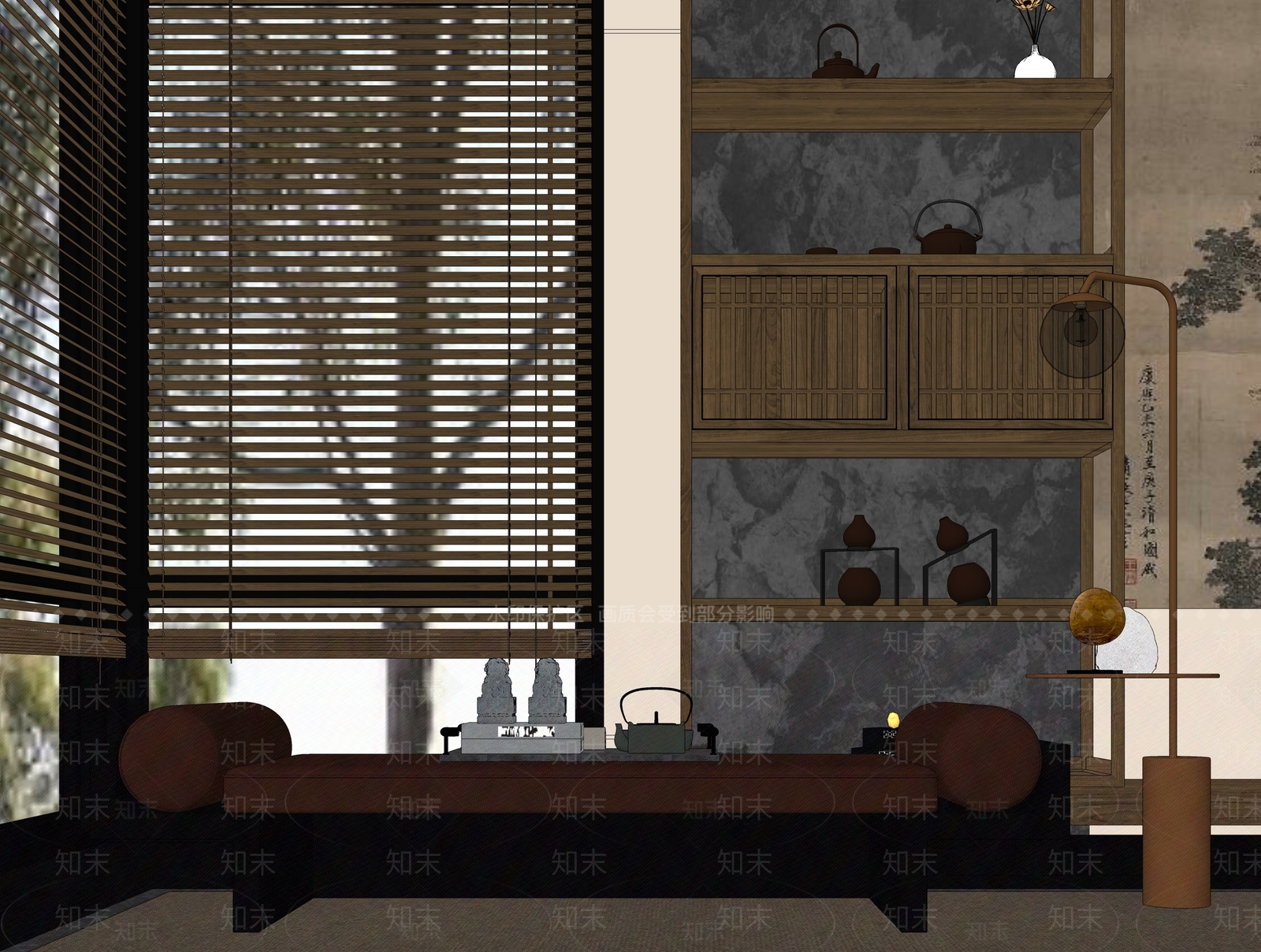 现代新中式沙发凳SU模型下载【ID:1172088279】