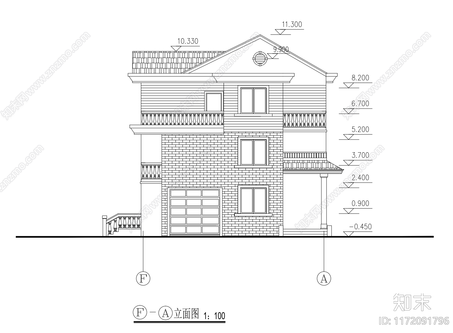 现代别墅建筑cad施工图下载【ID:1172091796】