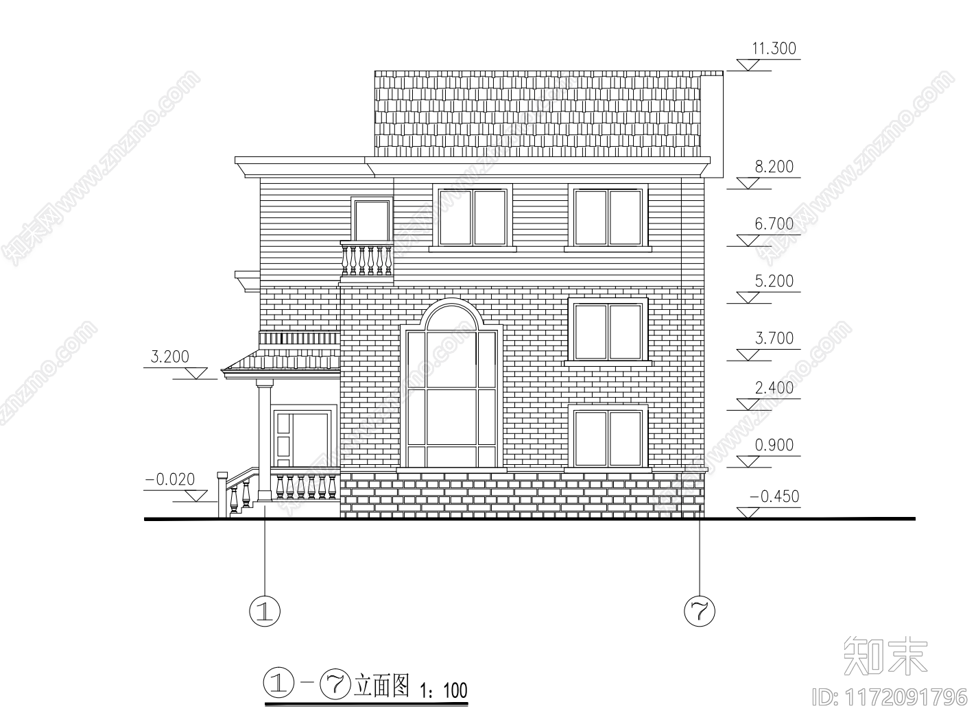 现代别墅建筑cad施工图下载【ID:1172091796】