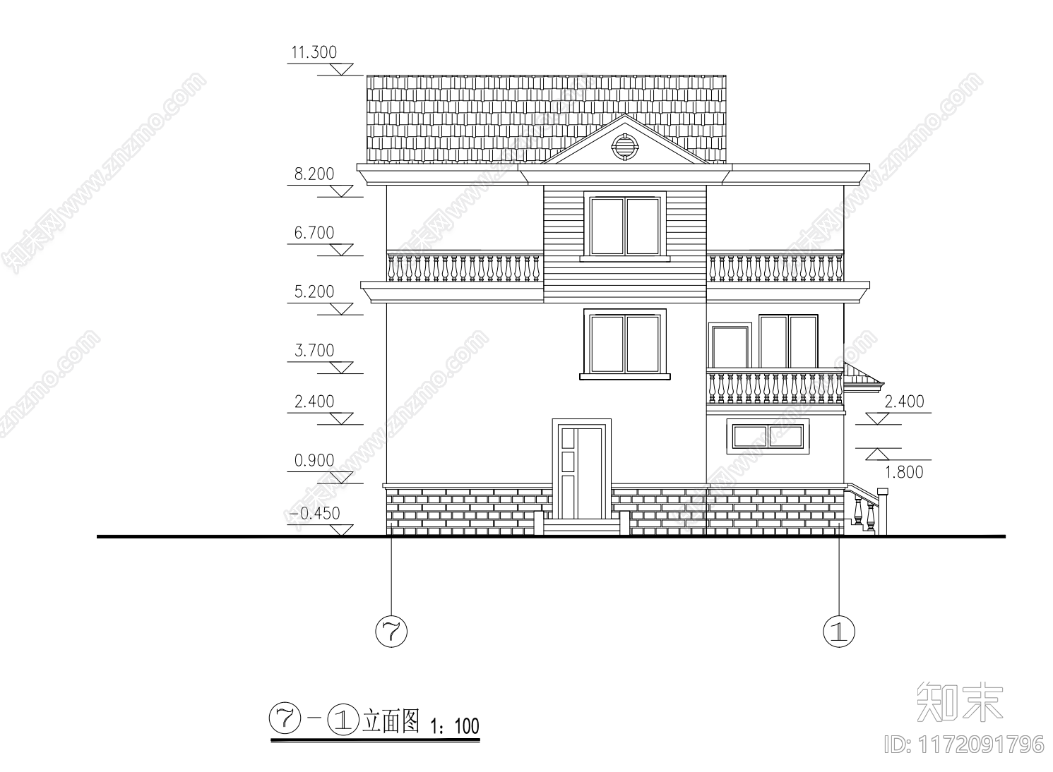 现代别墅建筑cad施工图下载【ID:1172091796】