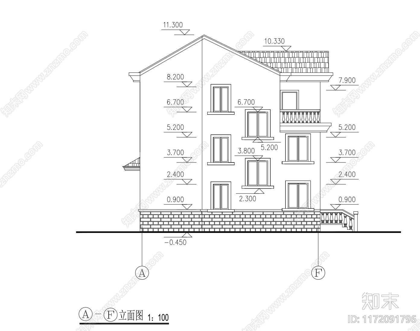 现代别墅建筑cad施工图下载【ID:1172091796】