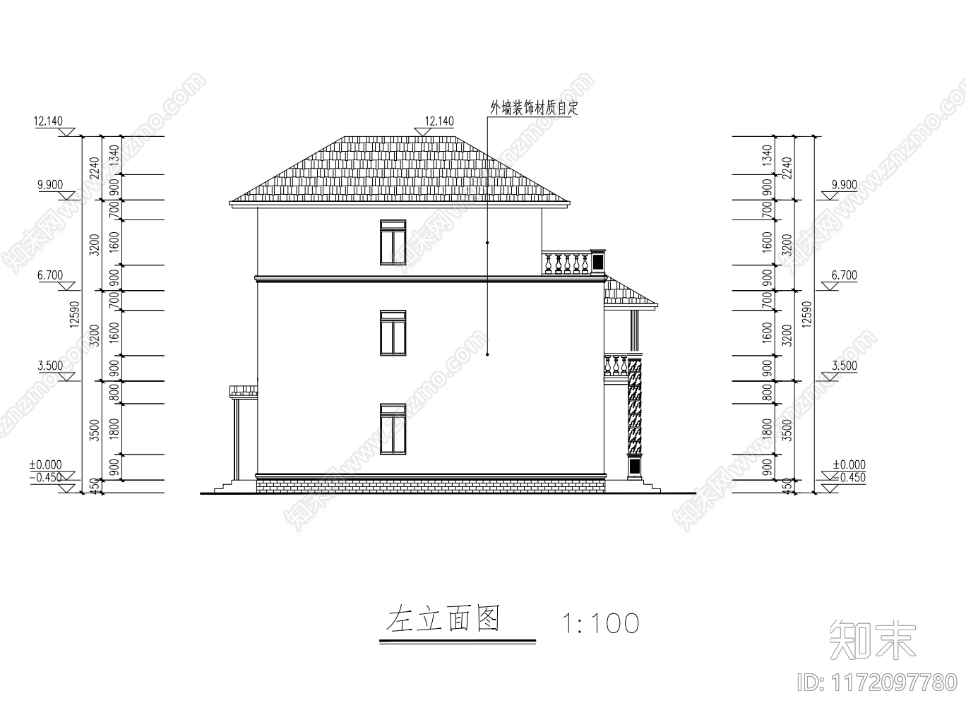 现代别墅建筑cad施工图下载【ID:1172097780】