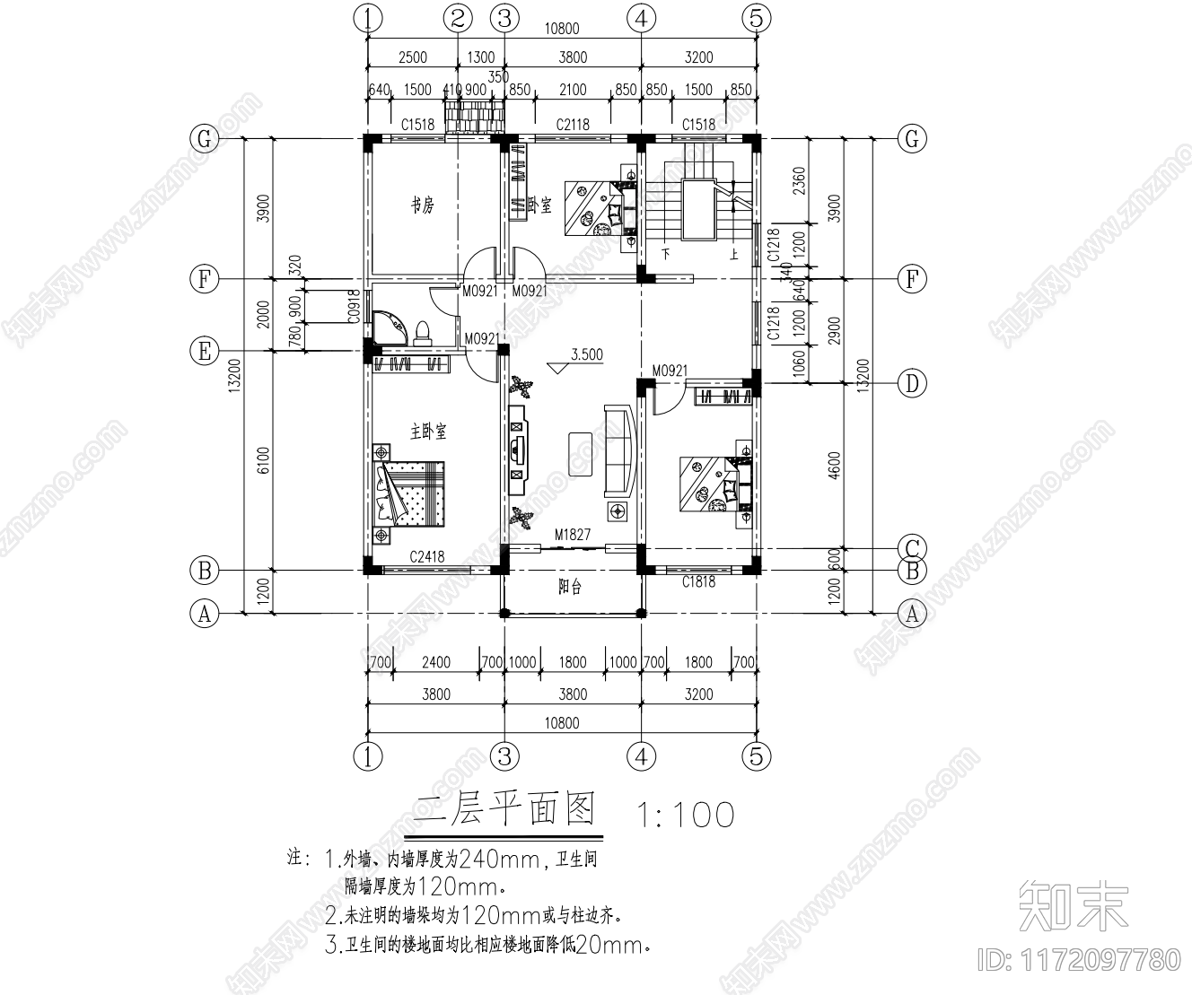 现代别墅建筑cad施工图下载【ID:1172097780】