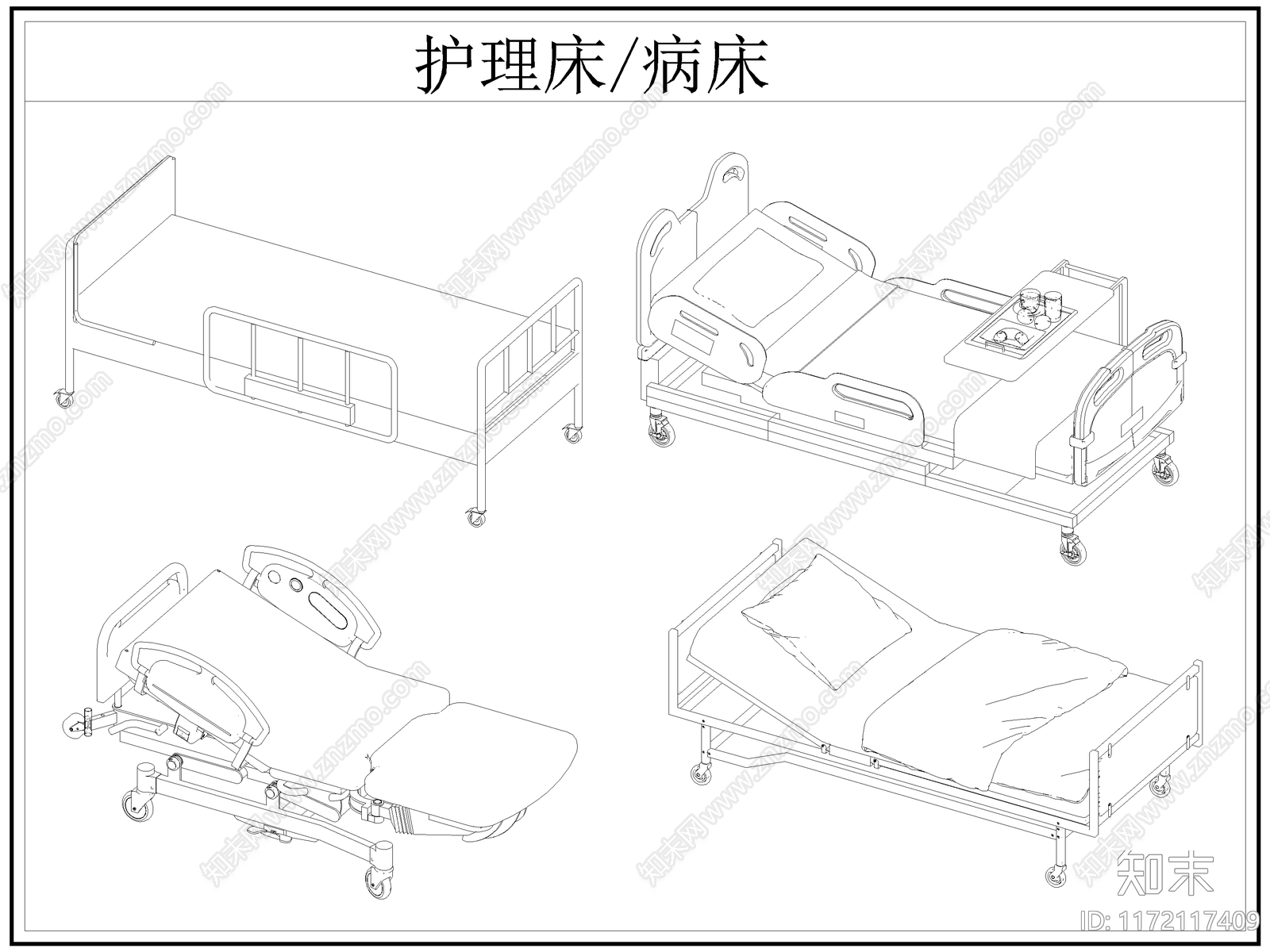 现代床cad施工图下载【ID:1172117409】