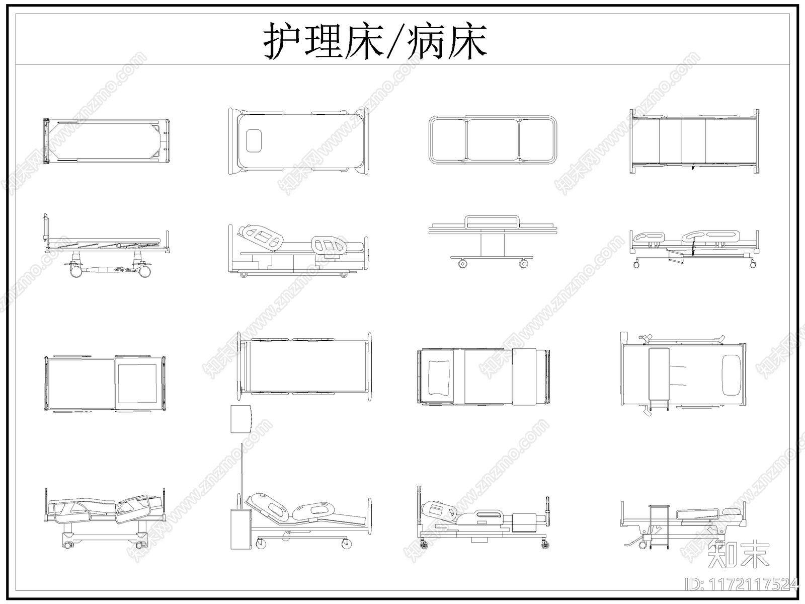 现代床cad施工图下载【ID:1172117524】
