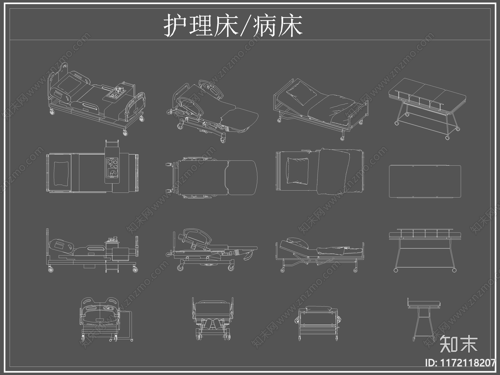 现代床cad施工图下载【ID:1172118207】