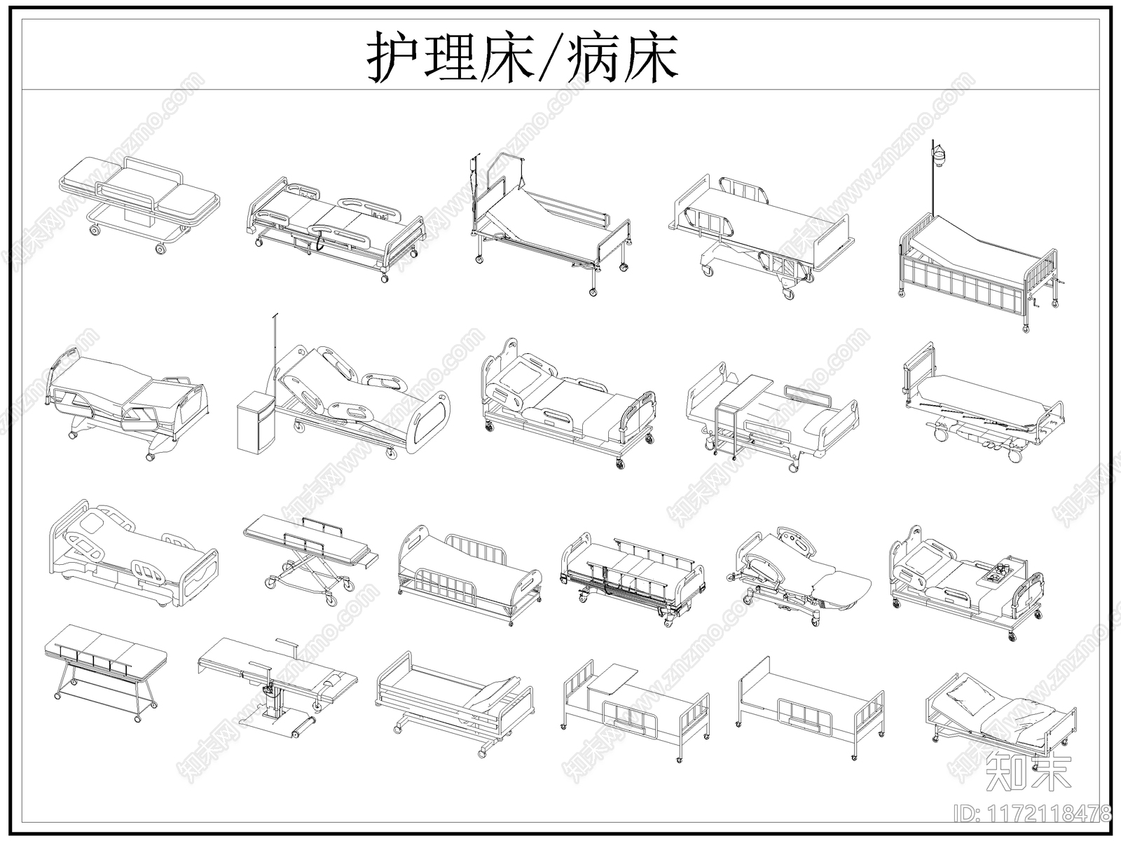 现代床cad施工图下载【ID:1172118478】