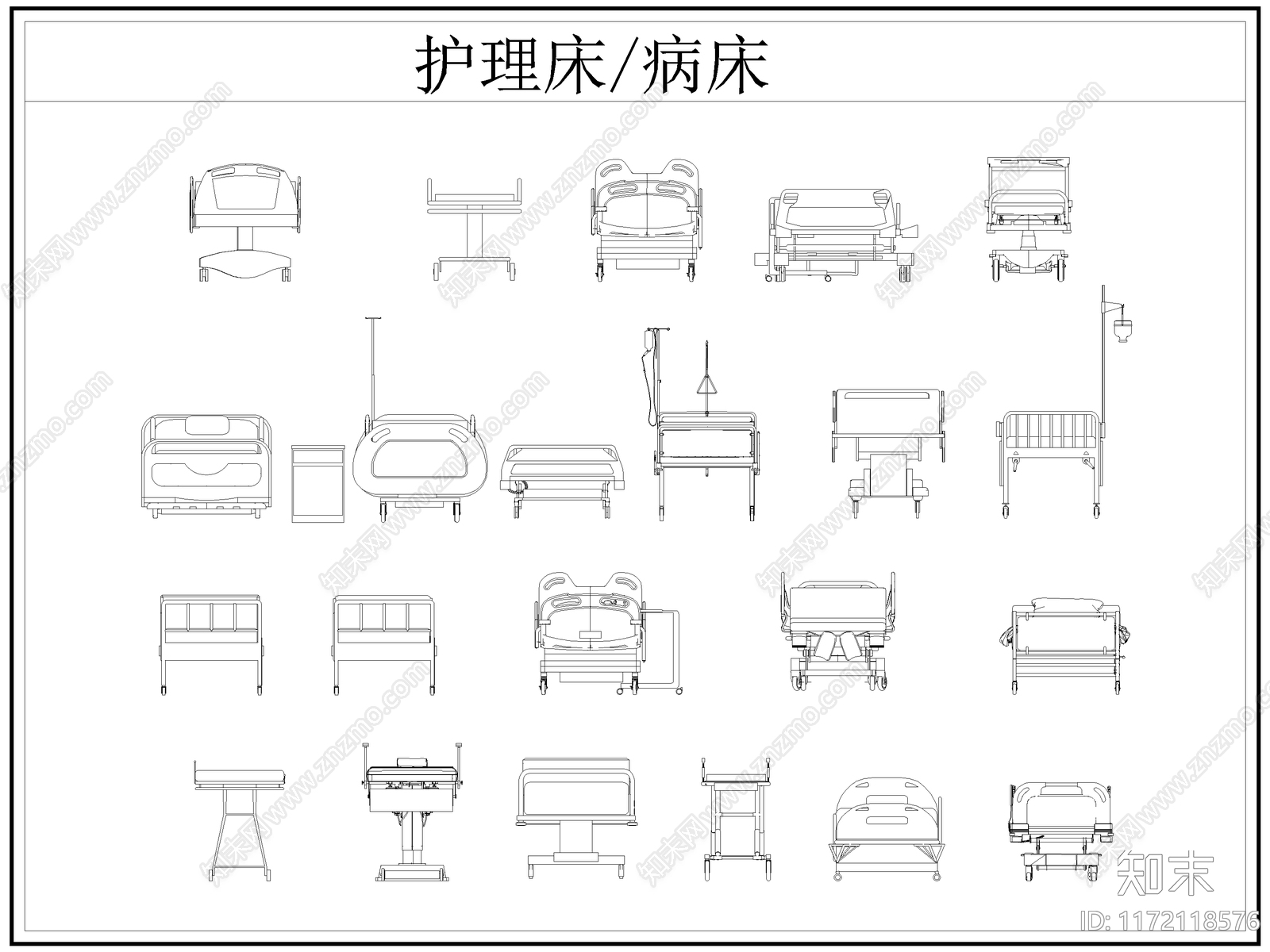 现代床cad施工图下载【ID:1172118576】