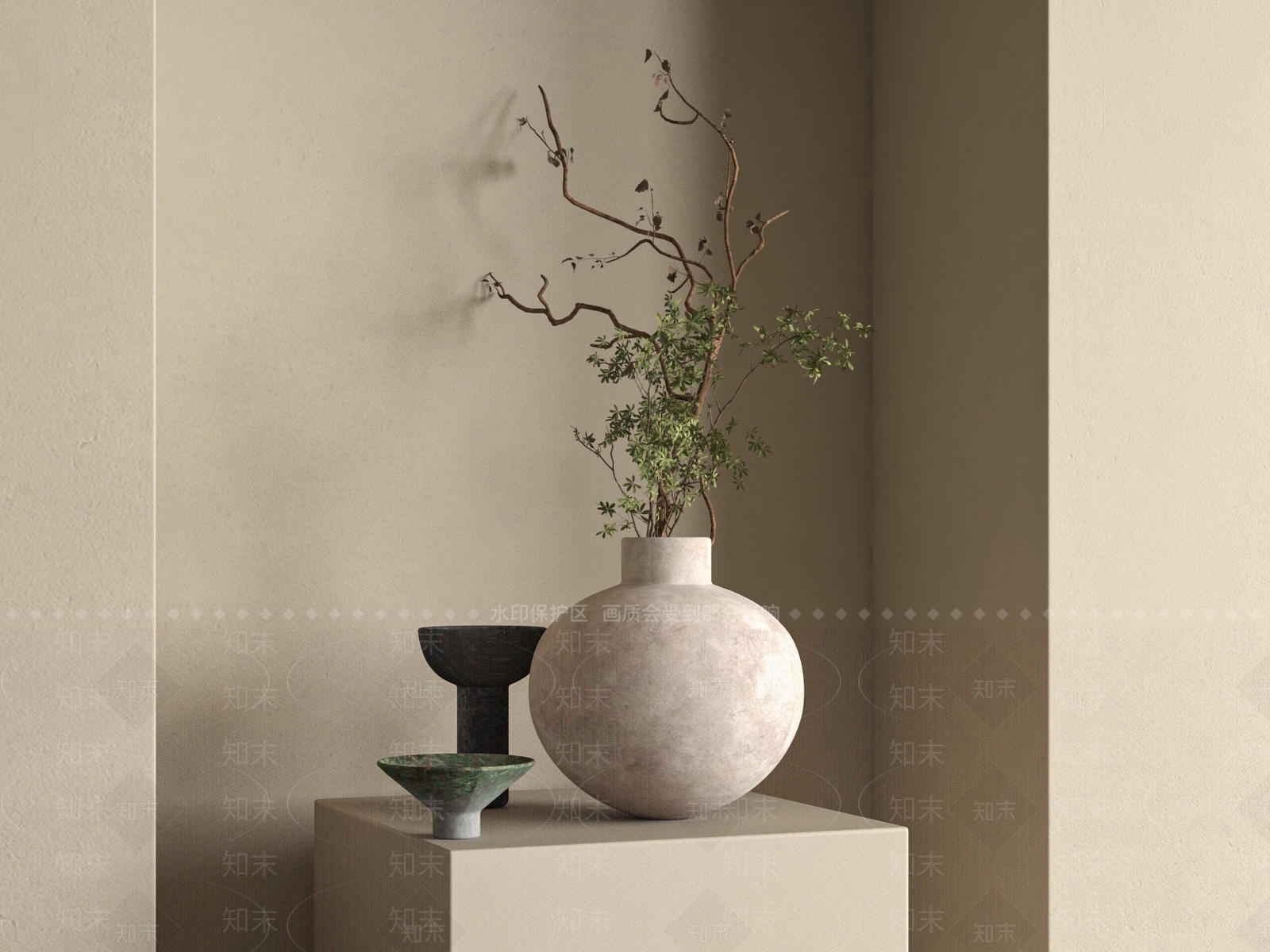 侘寂摆件组合3D模型下载【ID:1172119174】