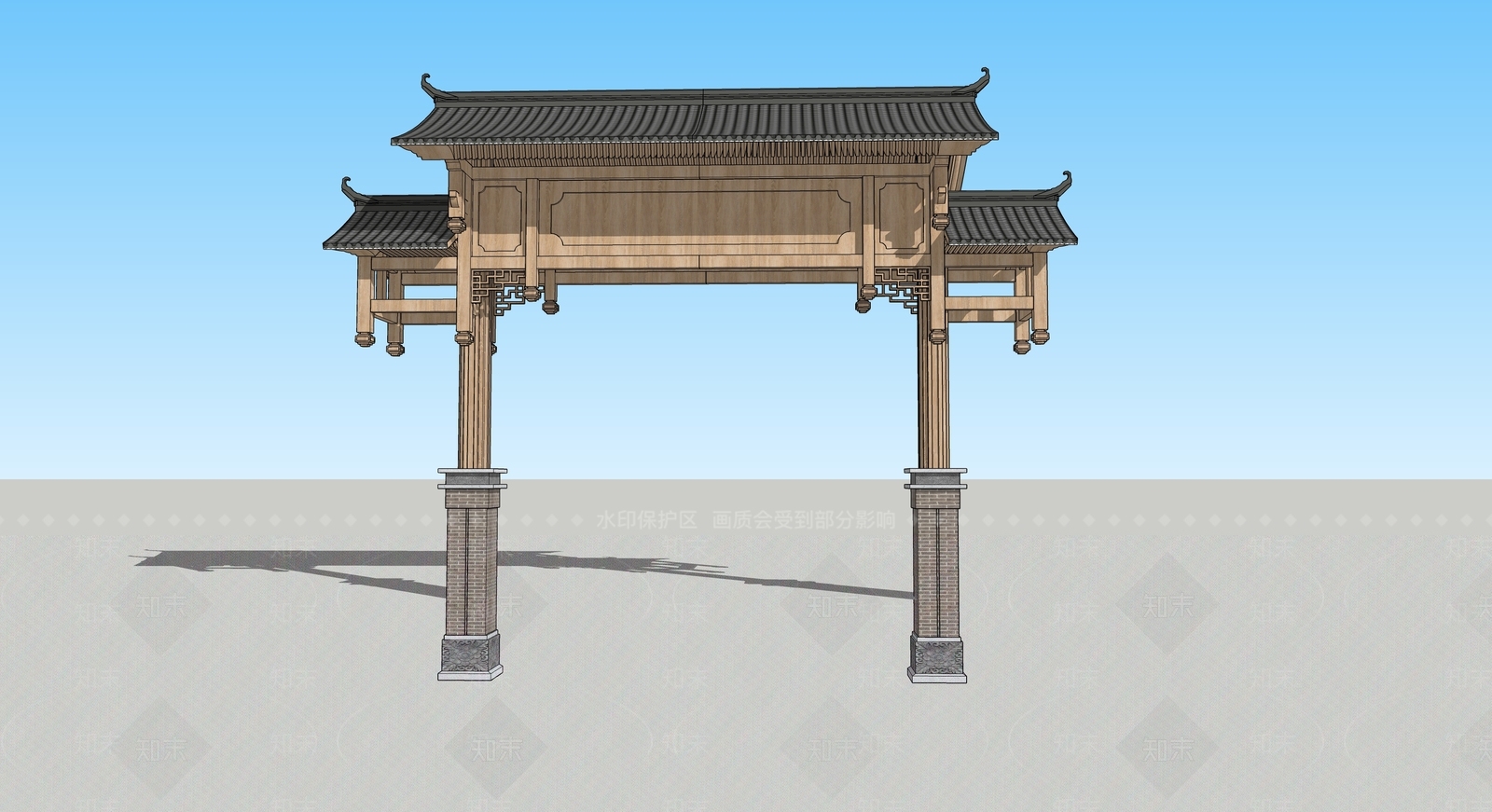 现代牌坊牌楼SU模型下载【ID:1172121280】
