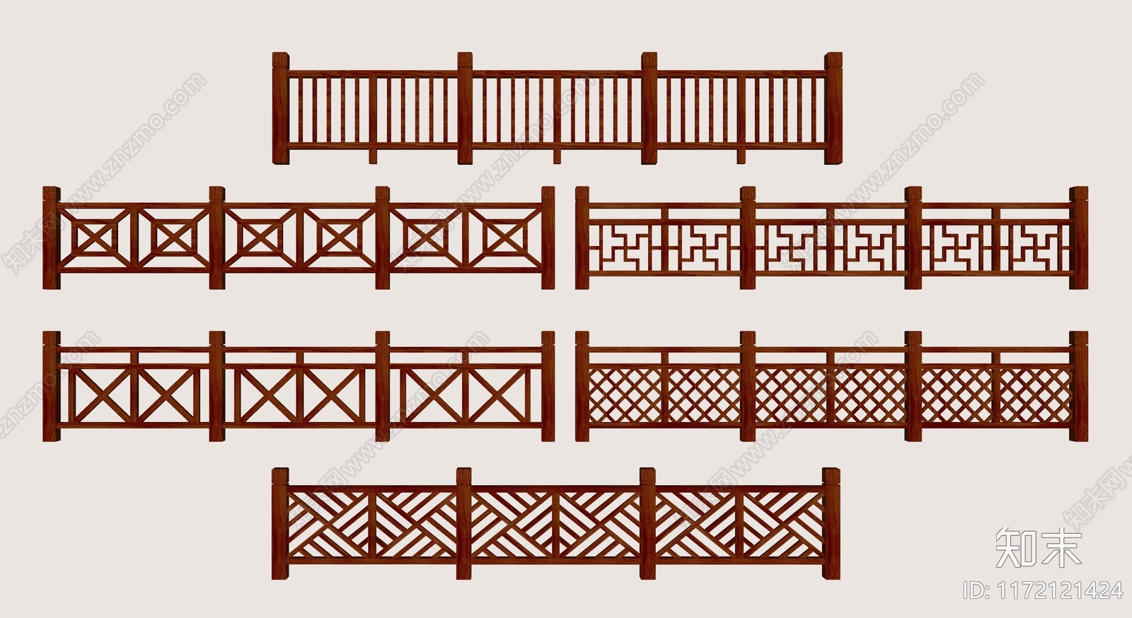 中式栅栏SU模型下载【ID:1172121424】