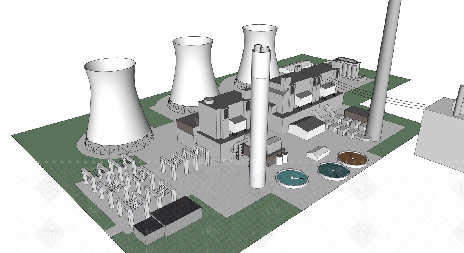 现代发电厂SU模型下载【ID:1172125124】